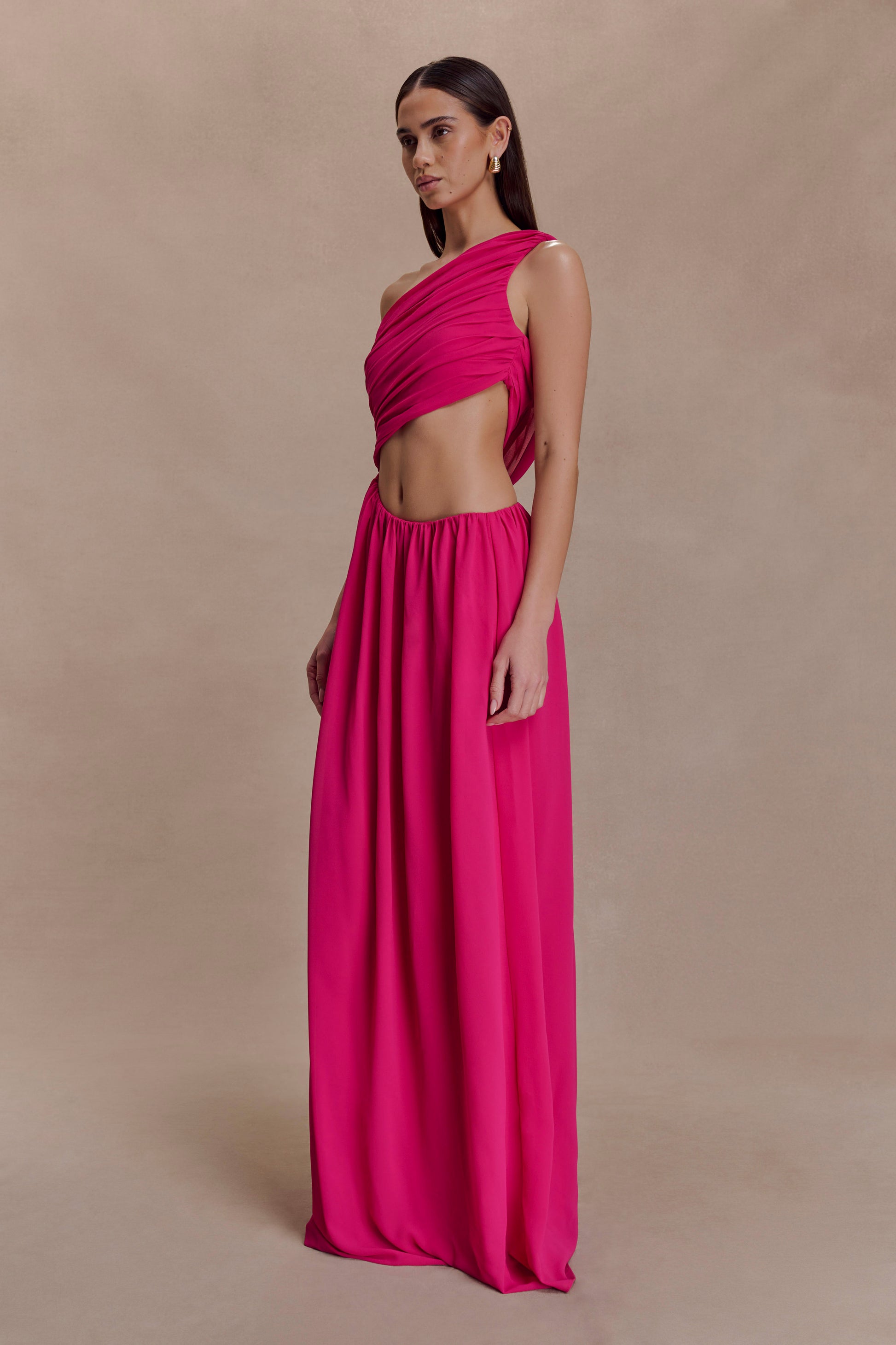Aria Chiffon Cut Out Maxi Dress - Fuchsia #7