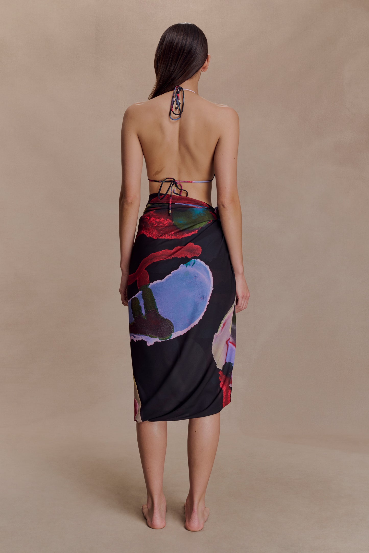 Evie Chiffon Sarong - Multi Fluid Reverie Print
