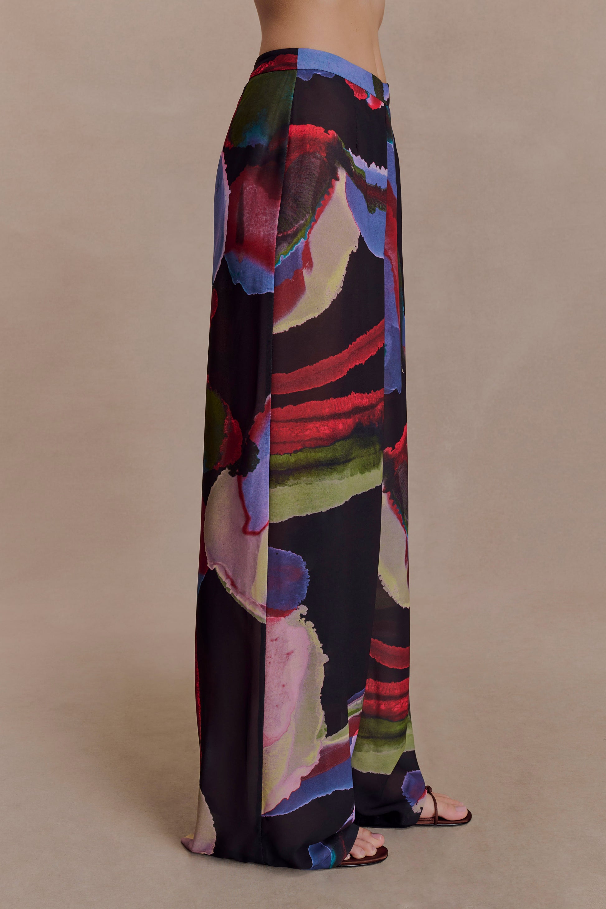 Rachel Chiffon Straight Leg Pants - Multi Fluid Reverie Print #5