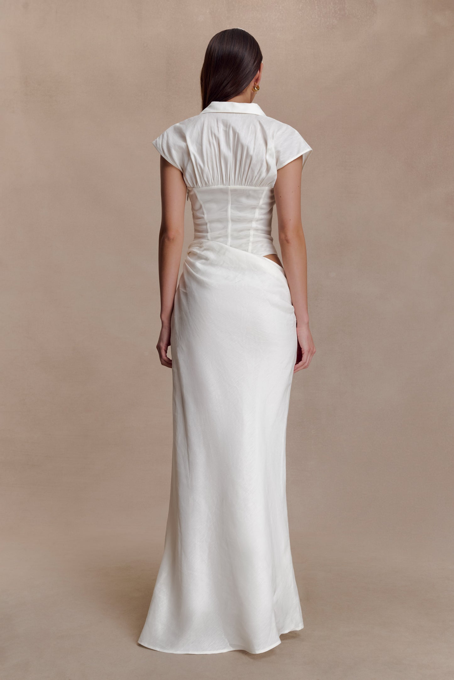 Saphira Shirt Corset Maxi Dress - White