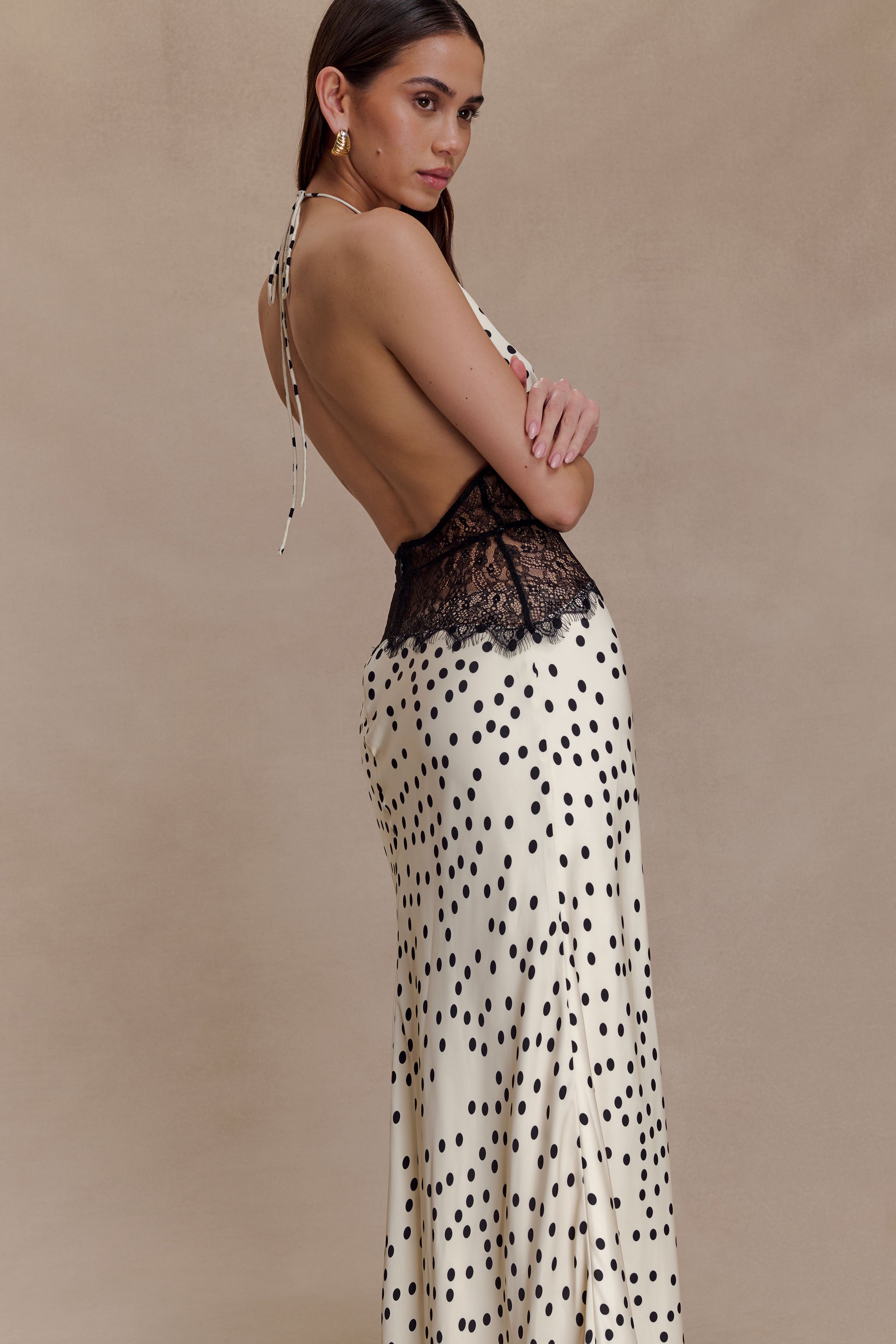 Dinah Lace And Satin Maxi Dress - Polkadot #6