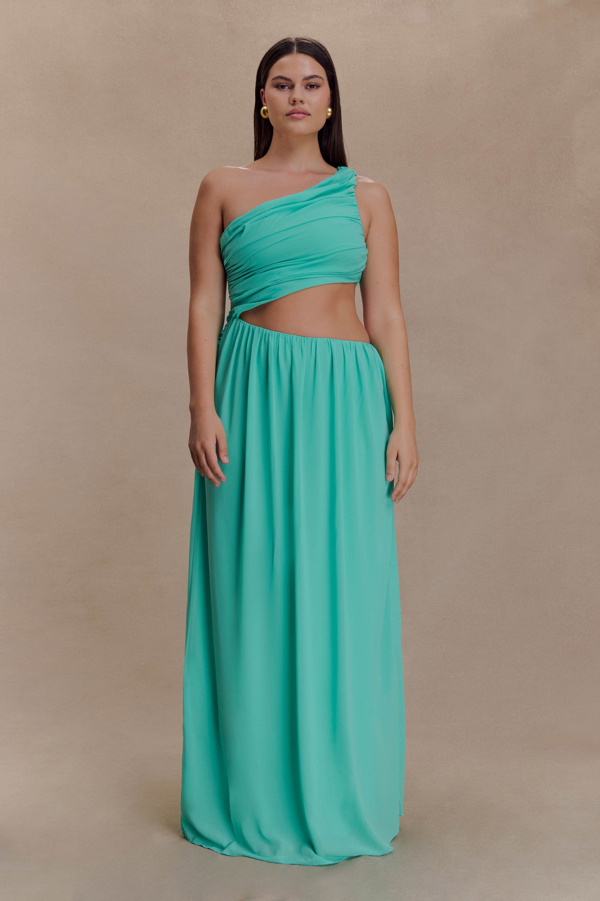 Aria Chiffon Cut Out Maxi Dress - Lagoon #7