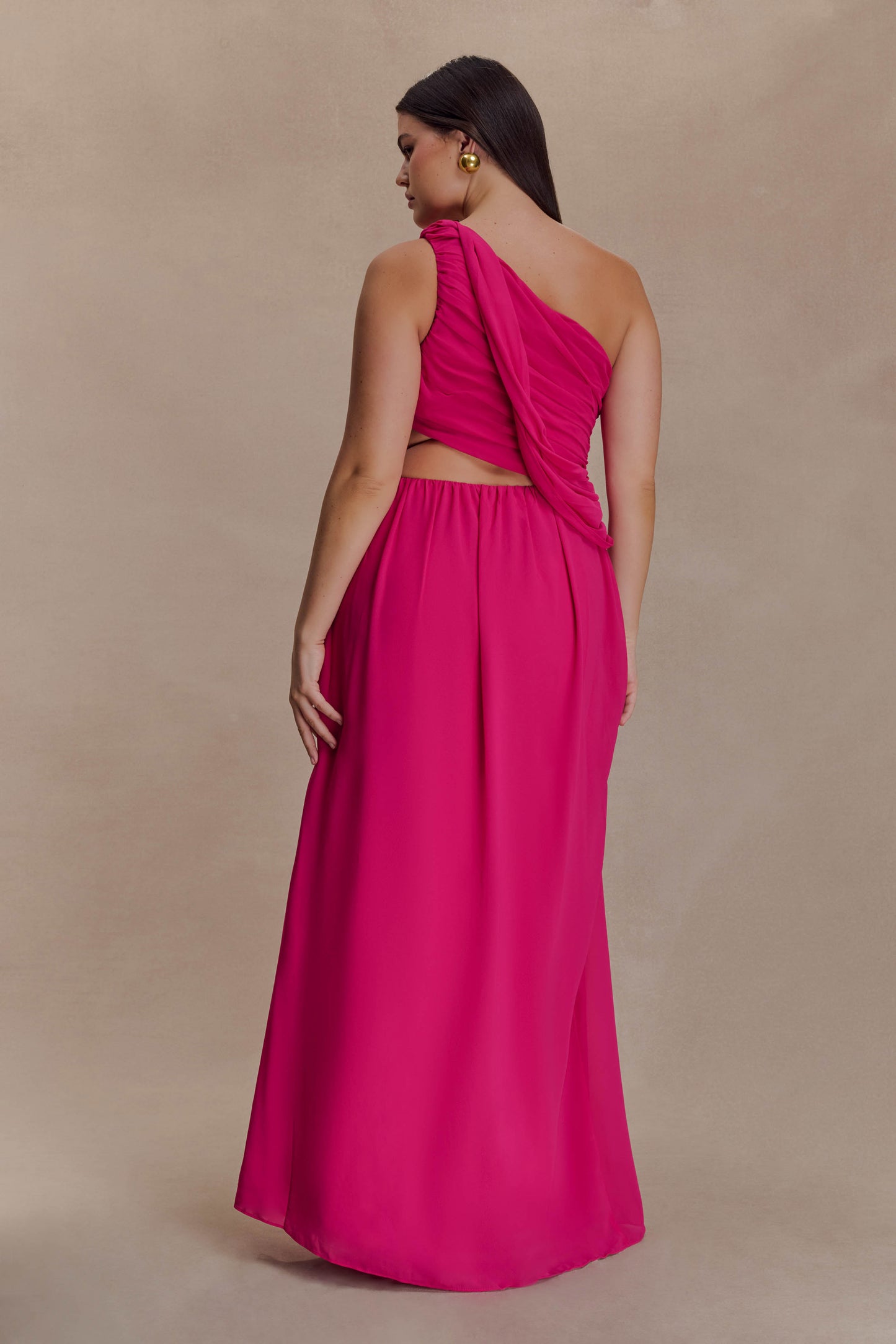 Aria Chiffon Cut Out Maxi Dress - Fuchsia