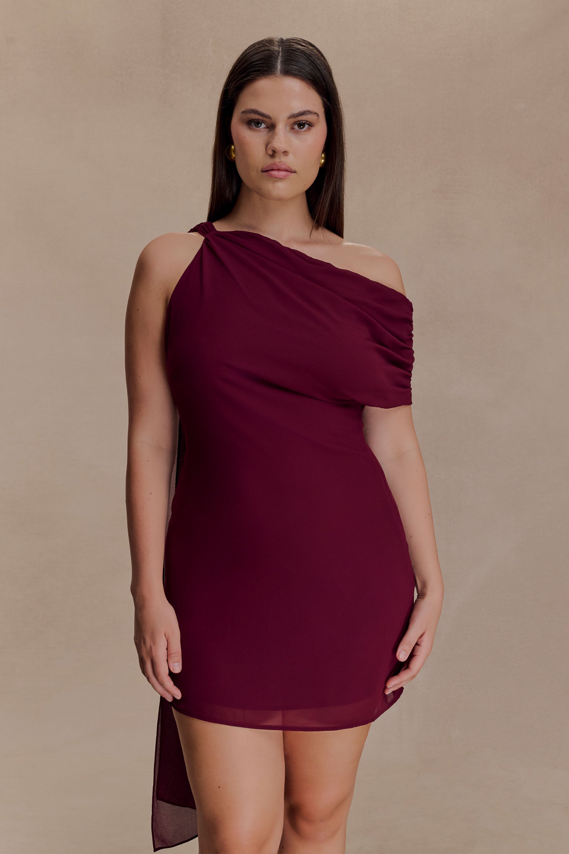 Daisie Chiffon Mini Dress - Wine #3