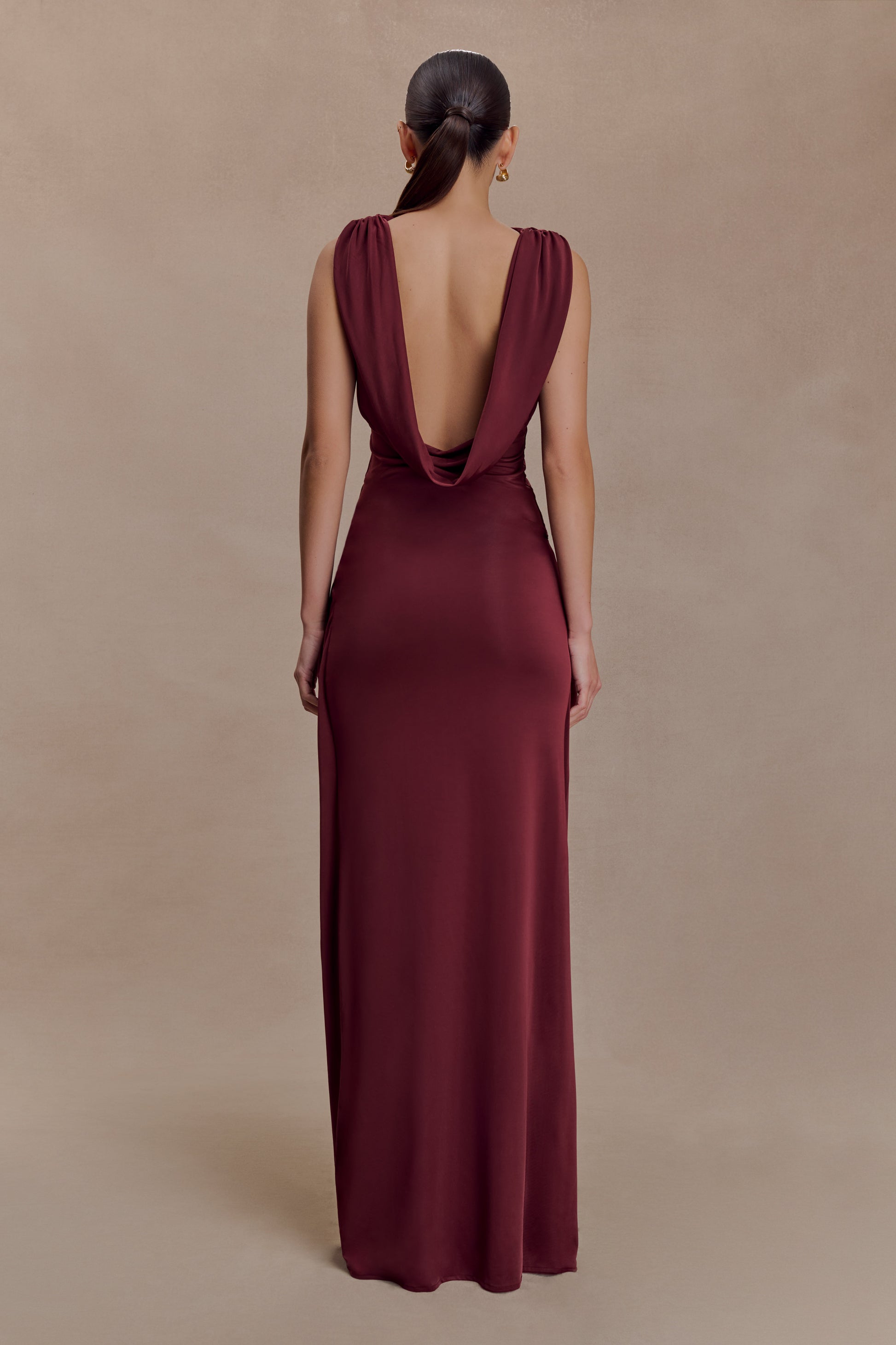 Bridget Slinky Maxi Skirt With Hardware - Burgundy #2