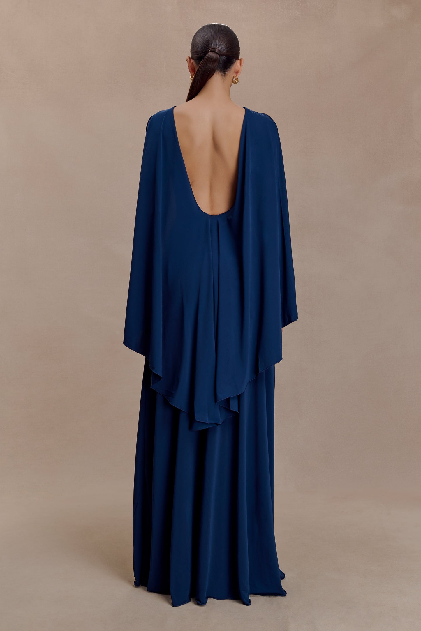 Emory Jersey Cape Maxi Dress - Navy
