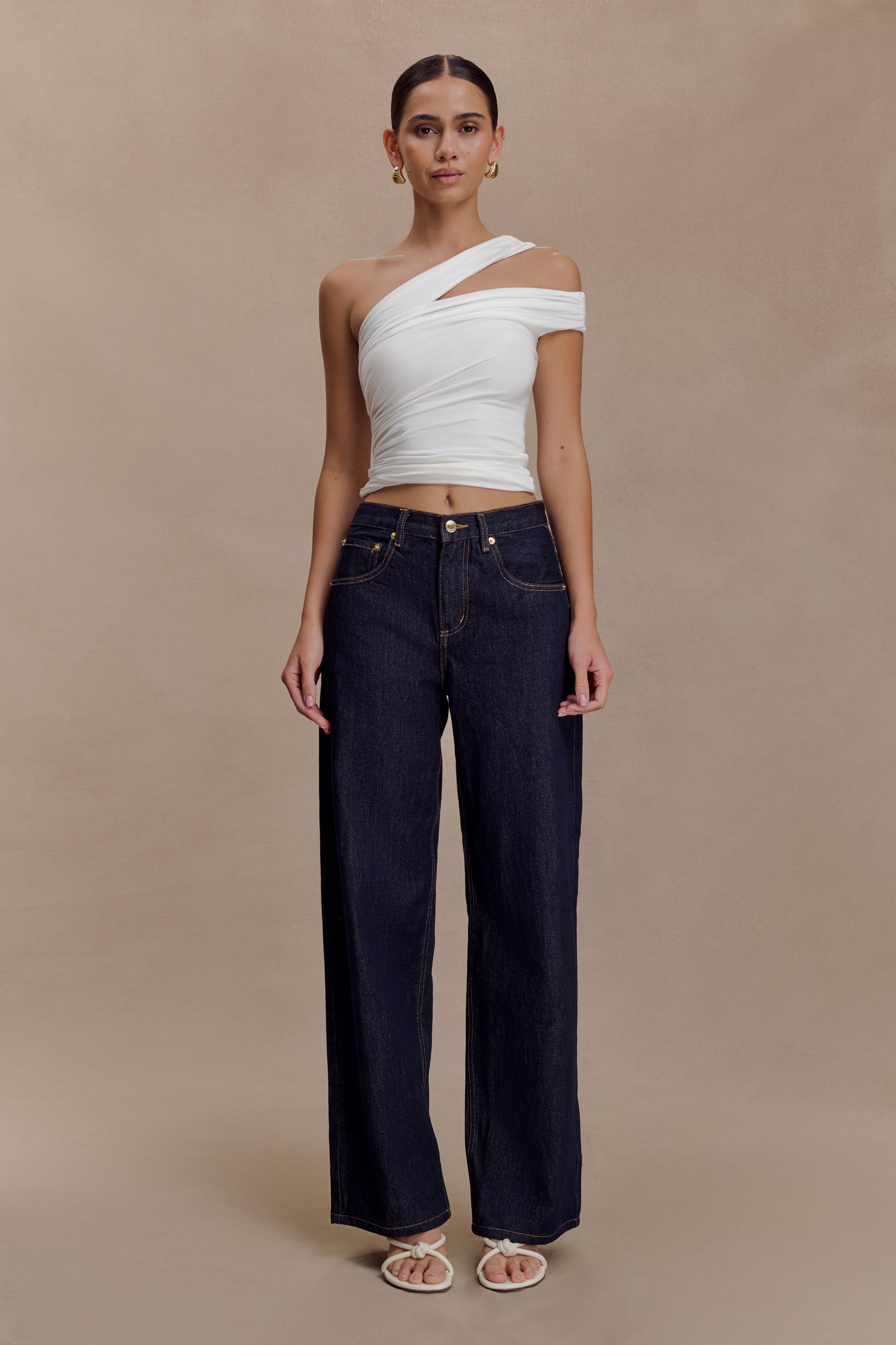 Anna One Shoulder Modal Top - White