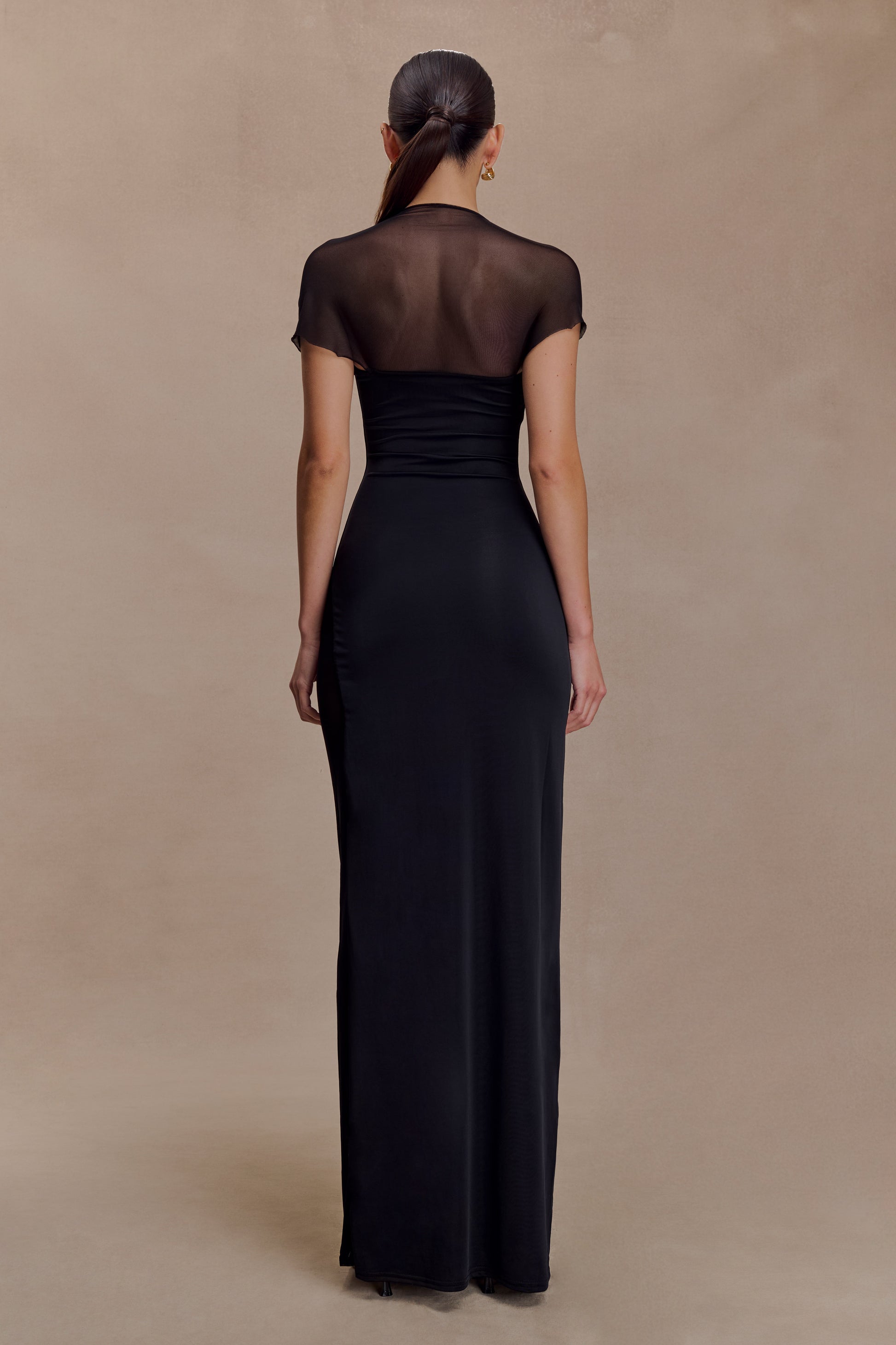 Wyatt Slinky And Mesh Maxi Dress - Black #2