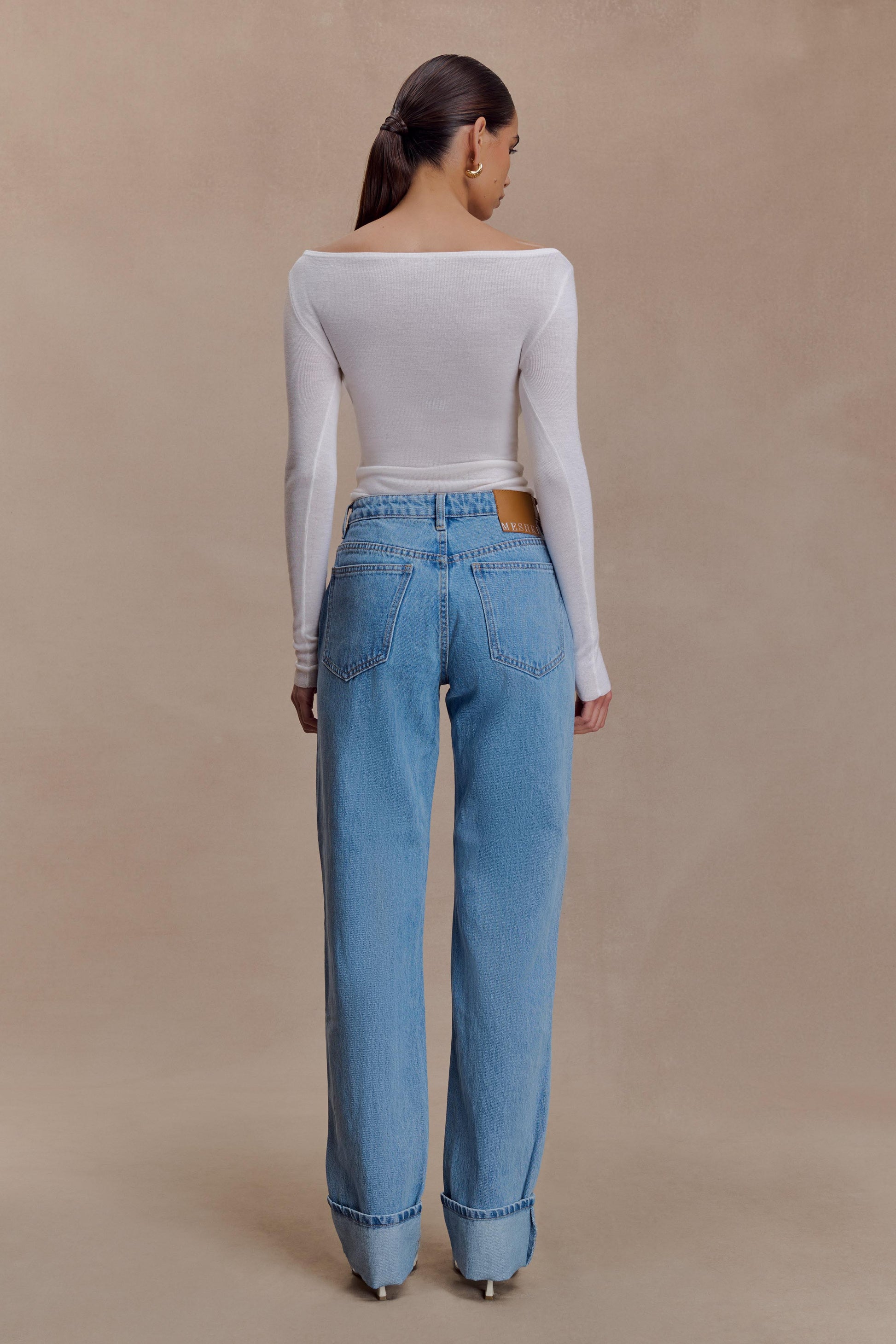 Paedyn Merino Wool Ribbed Long Sleeve Top - Ivory #2