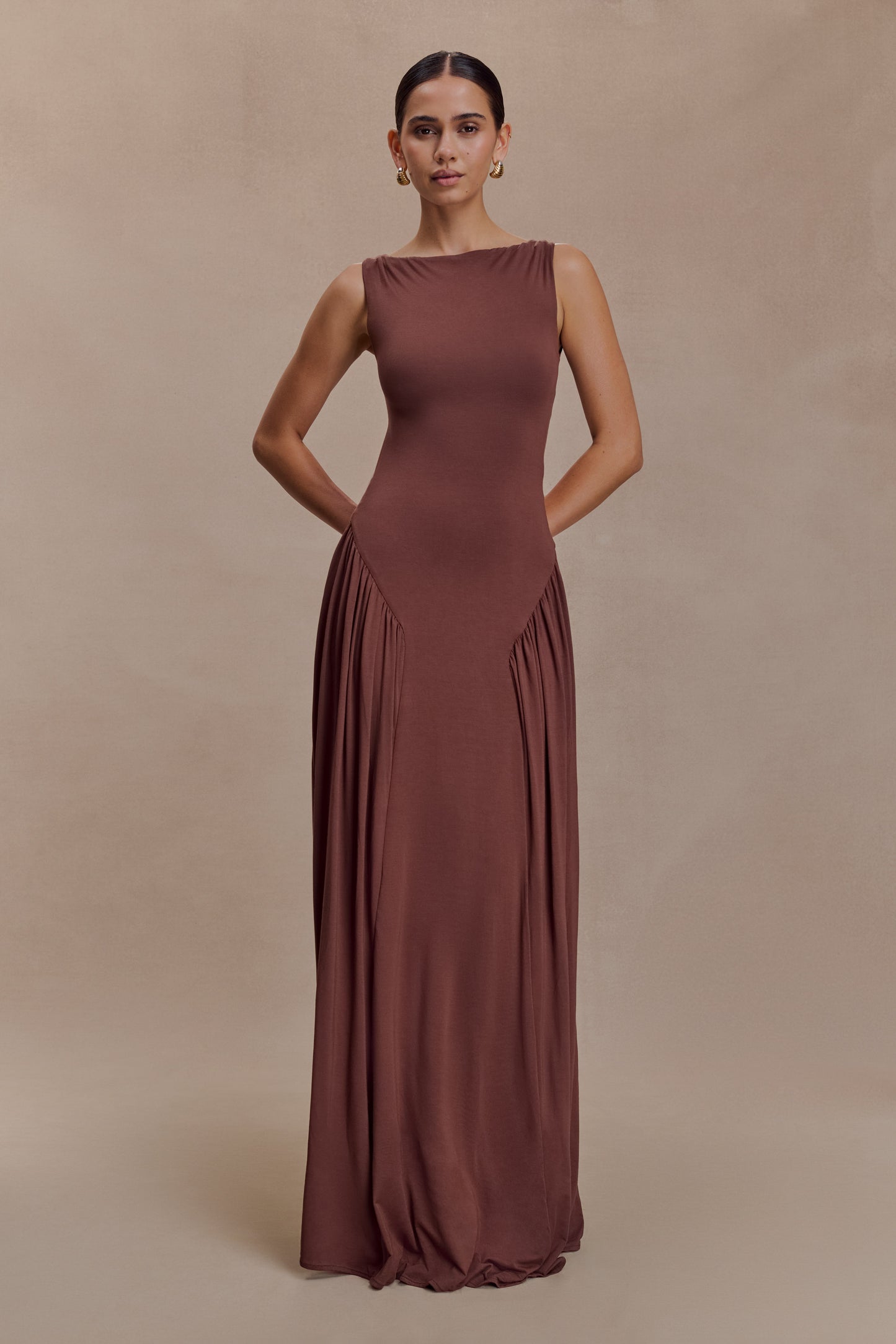 Marnie Modal Sleeveless Maxi Dress - Chocolate
