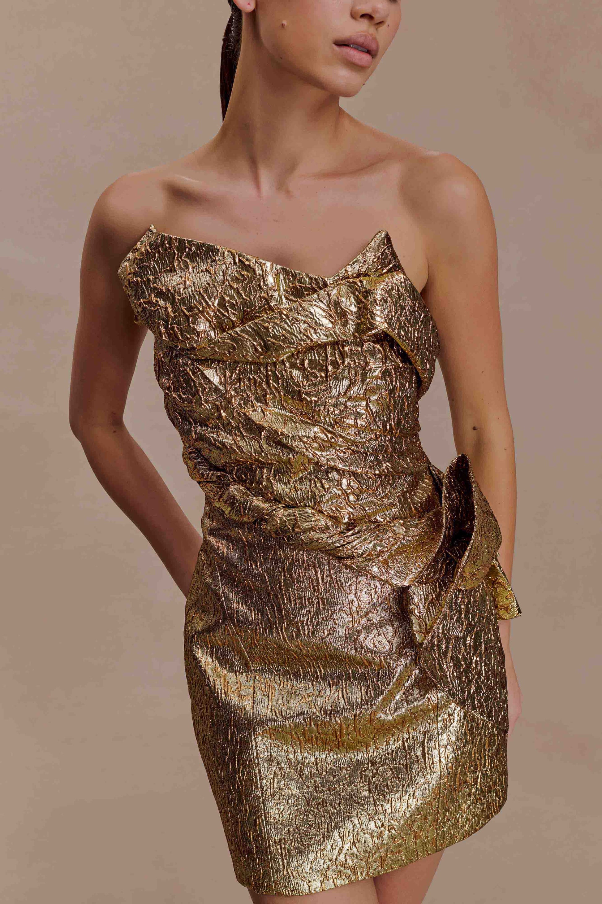 Sadie Structured Mini Dress - Gold #8