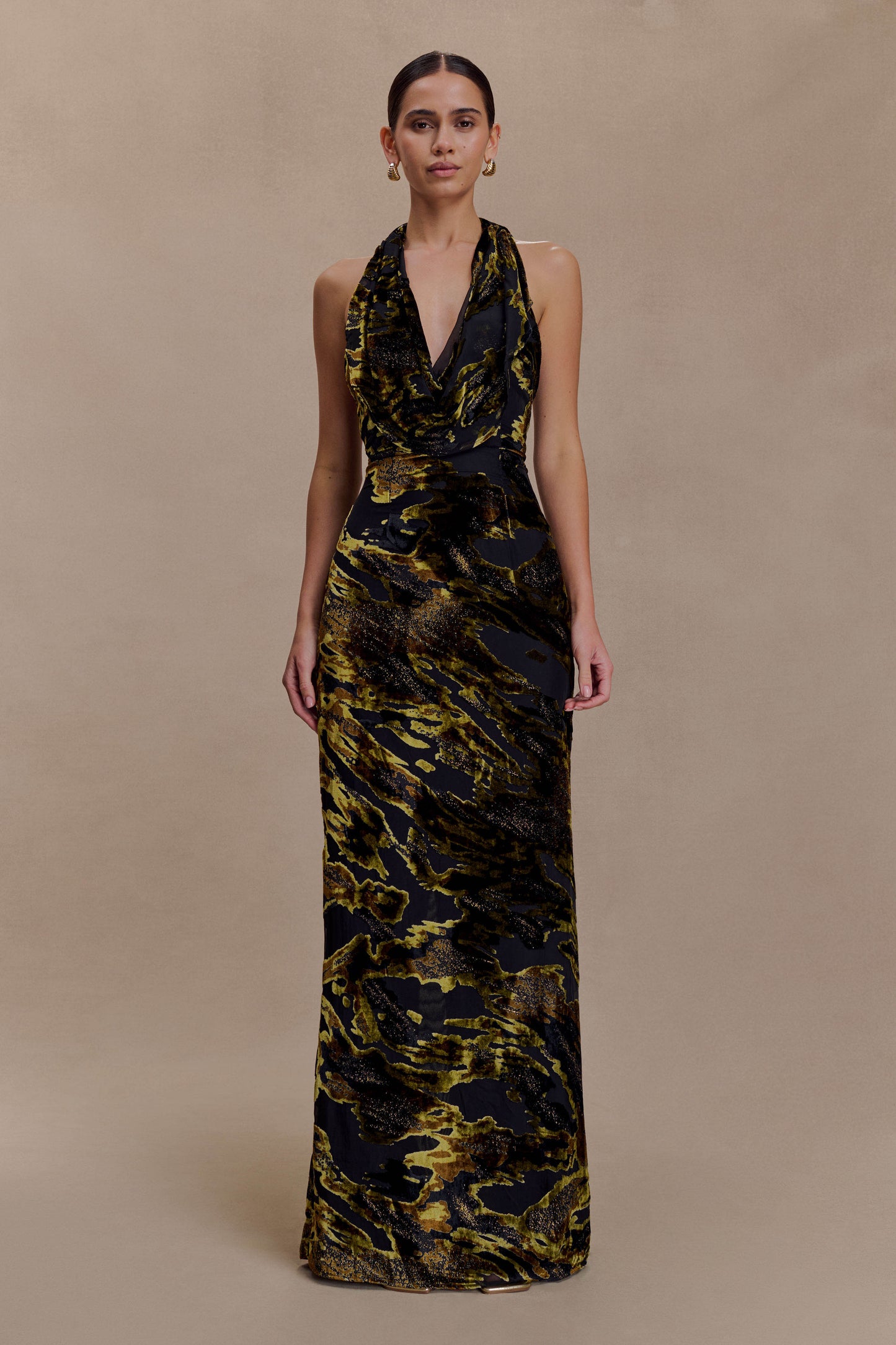 Talila Cowl Front Maxi Dress - Velvet Burnout