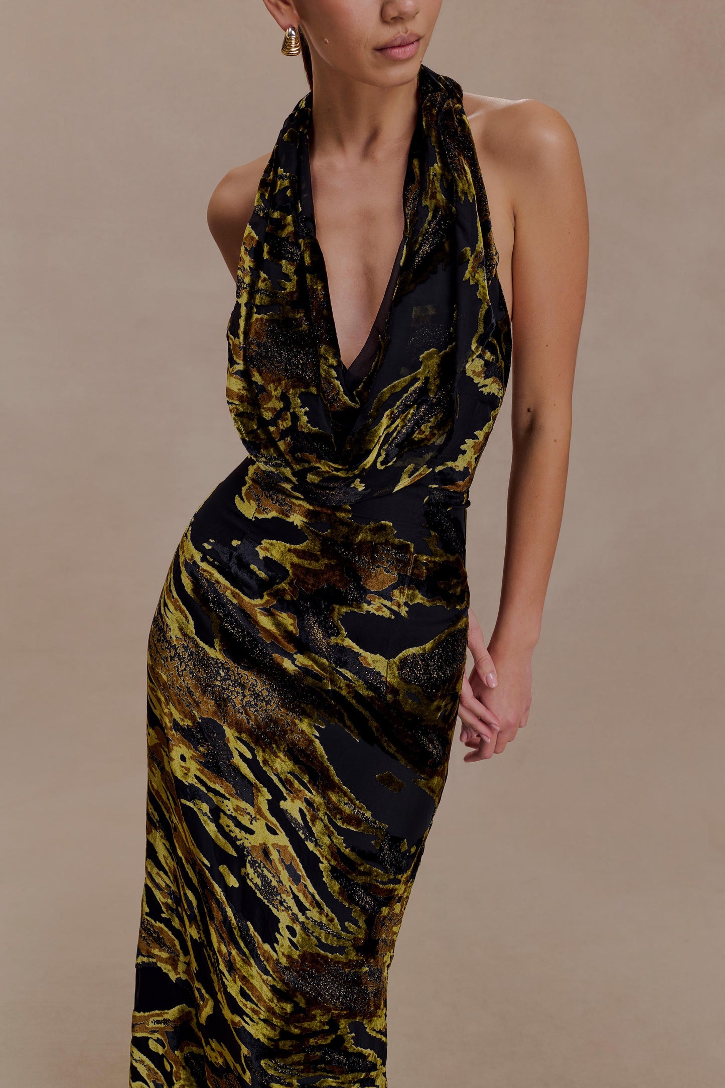 Talila Cowl Front Maxi Dress - Velvet Burnout