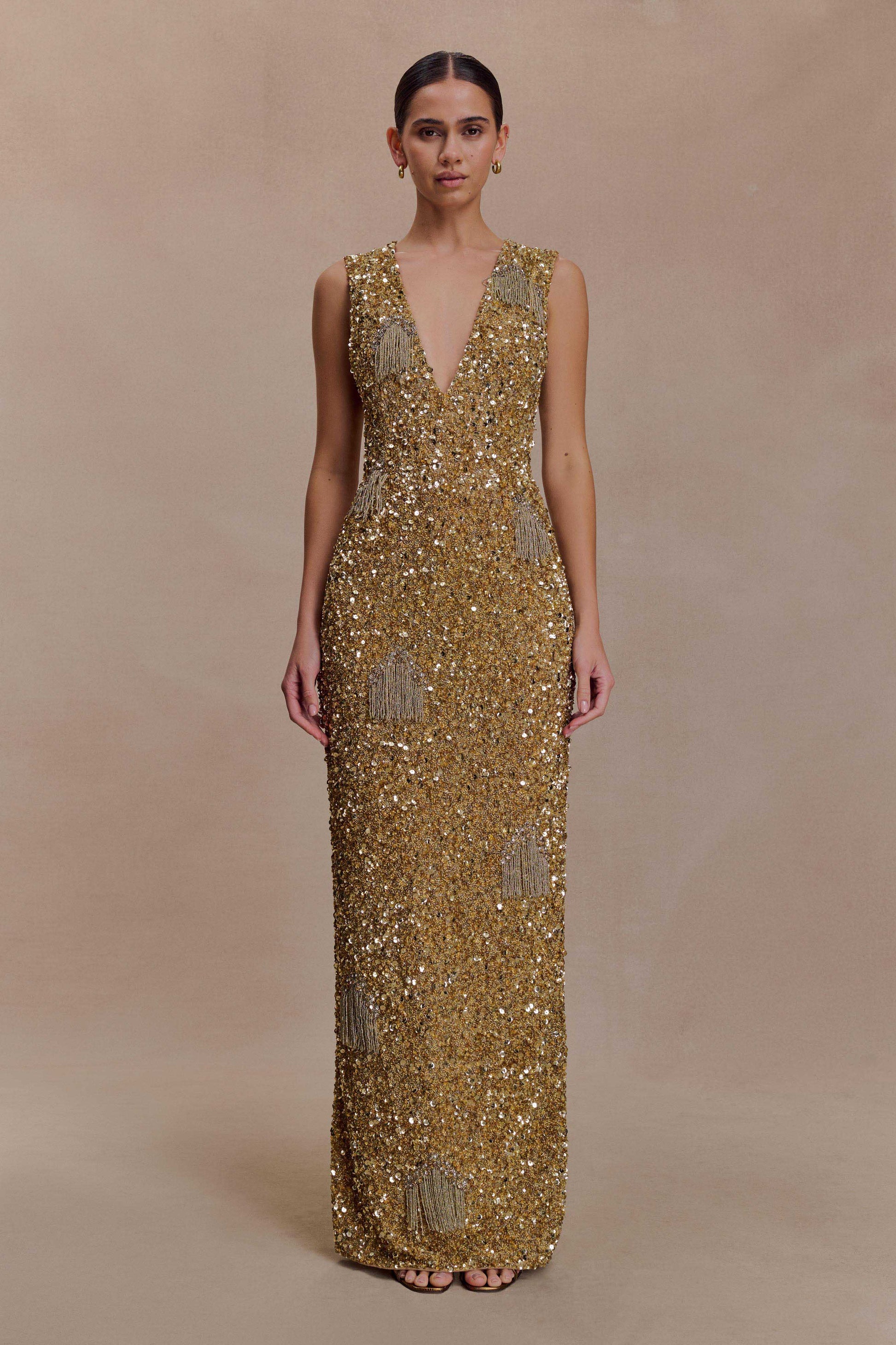 Astor Hand Embellished Maxi Dress - Gold #5
