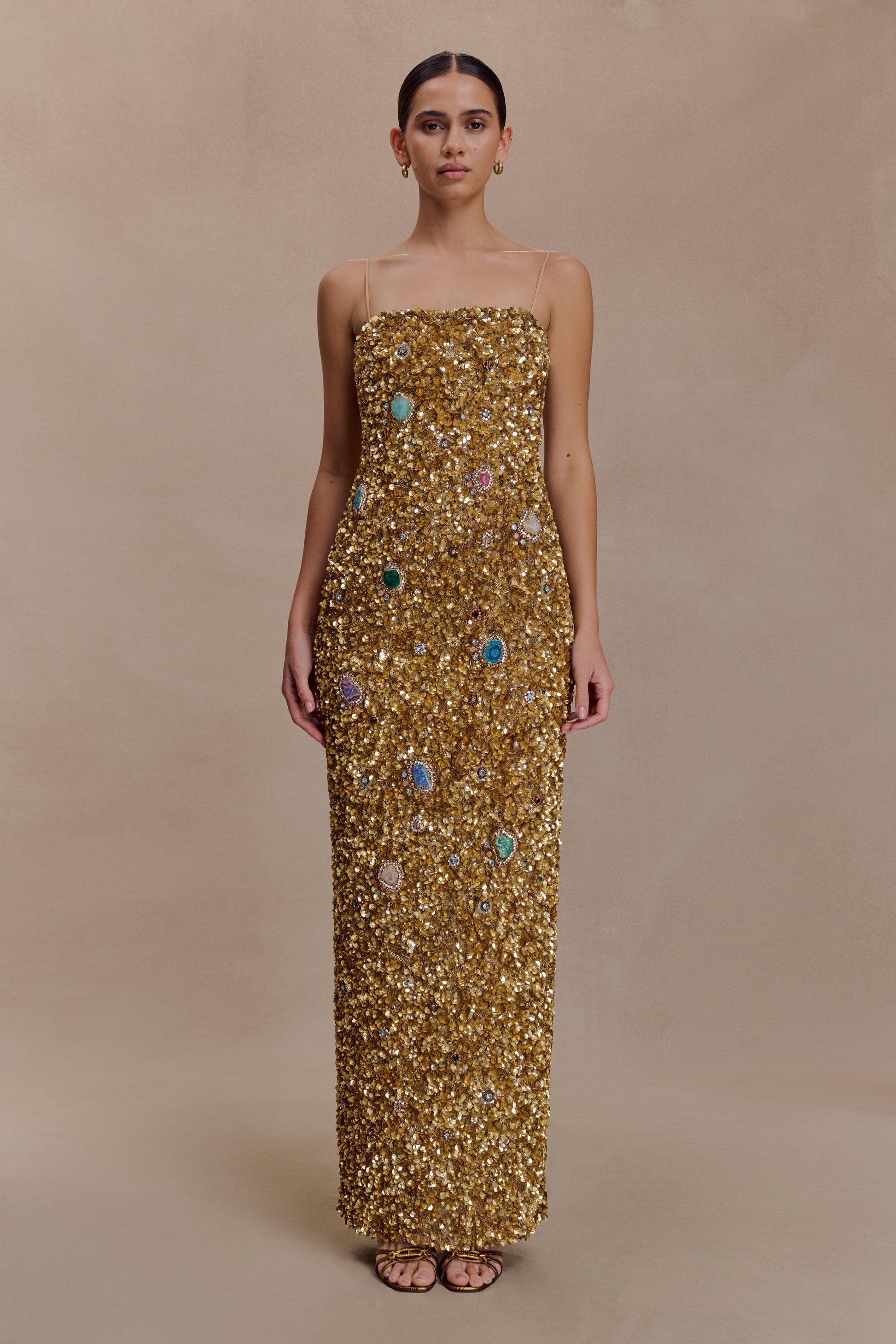 Porter Hand Beaded Midi Dress - Gold #7