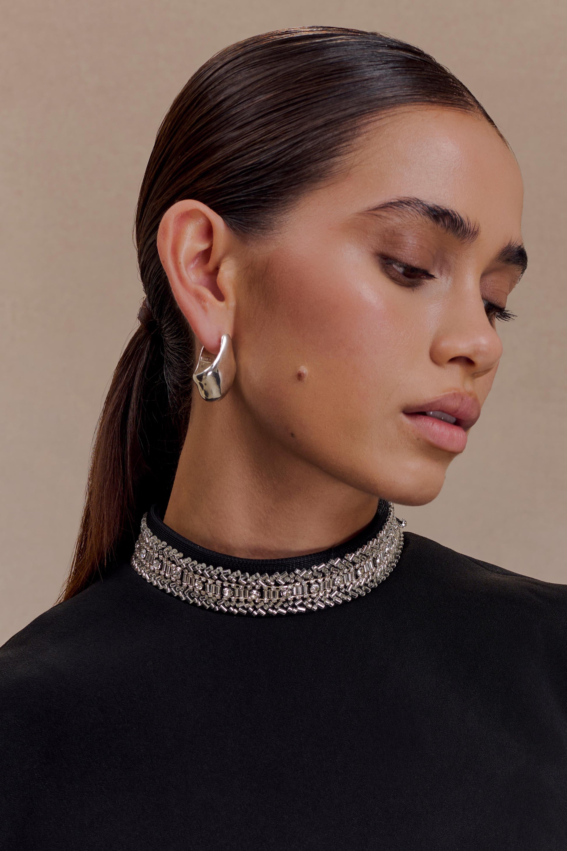 Elisa Diamante Neck Maxi Dress - Black #8