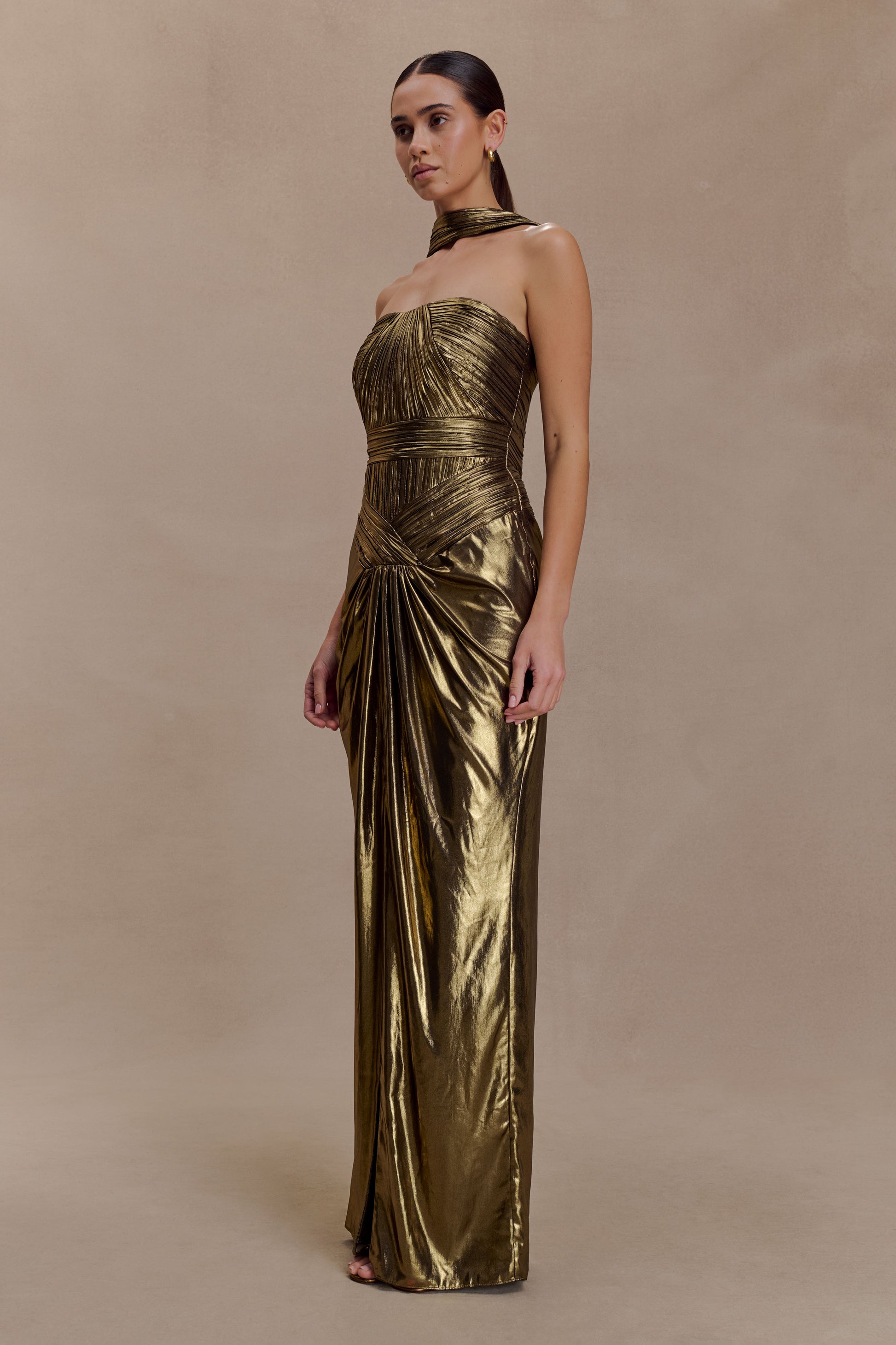 Clemence Plisse Maxi Dress - Gold #8