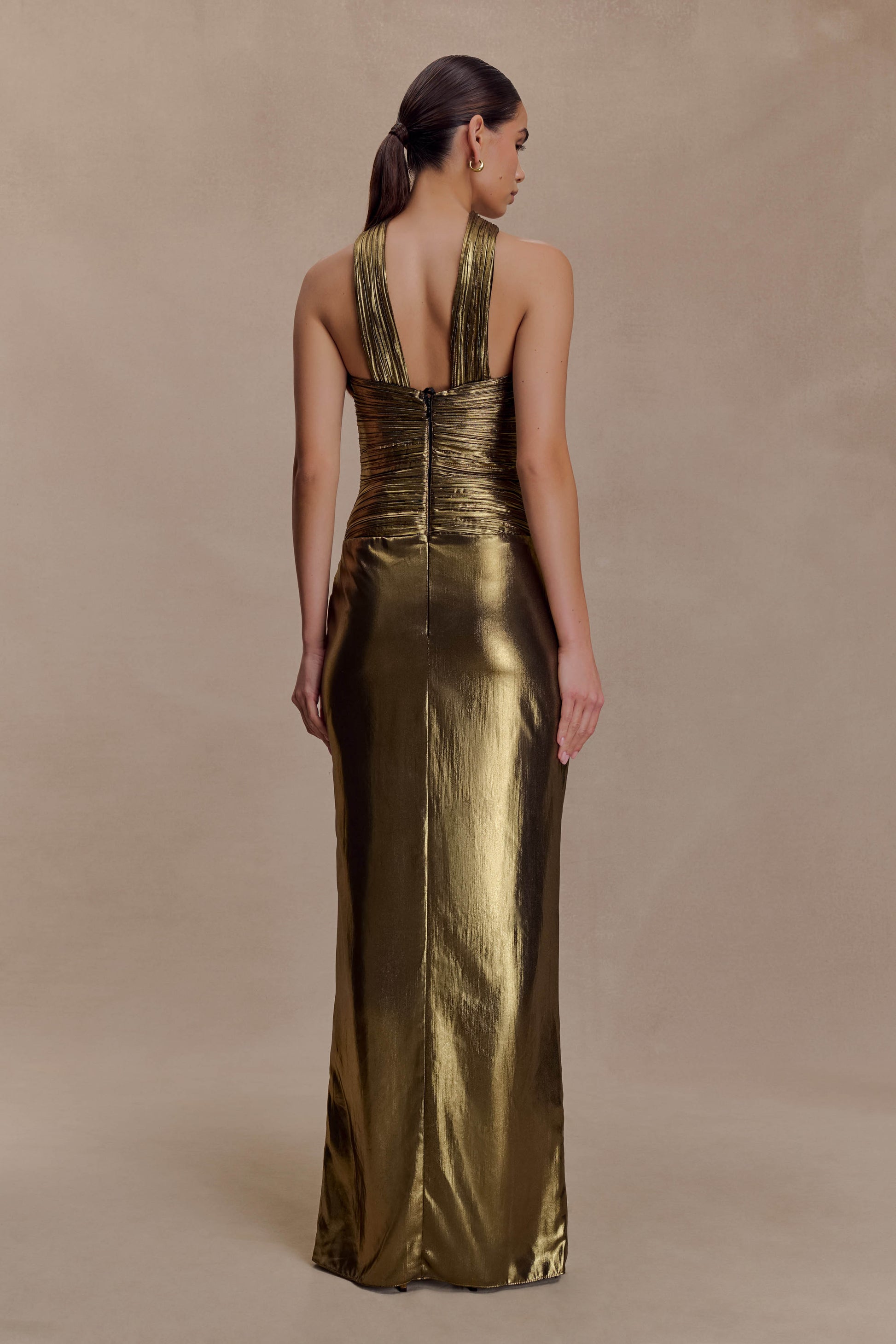Clemence Plisse Maxi Dress - Gold #7
