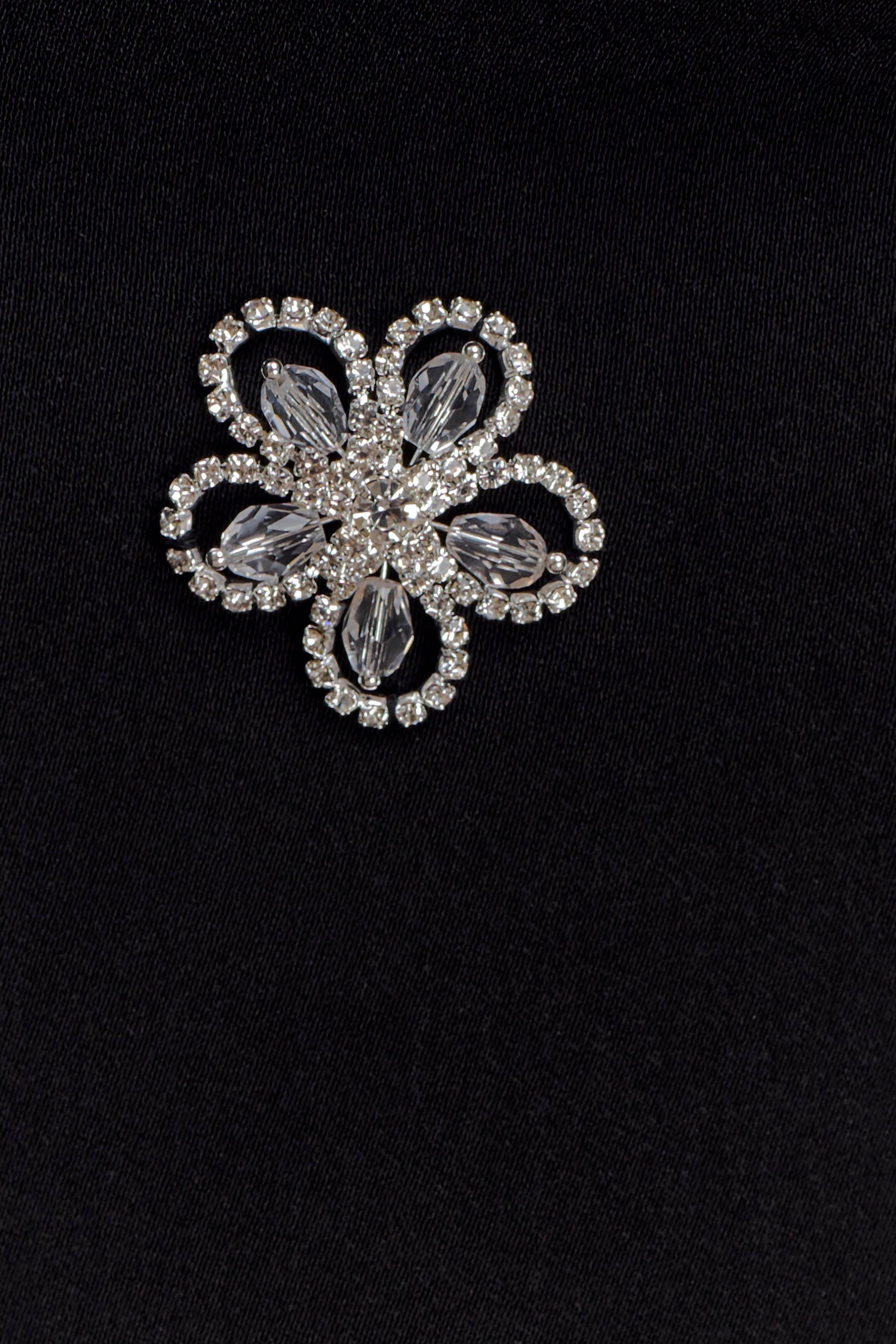 Liva Strapless Diamante Floral Trim Mini Dress - Black #9