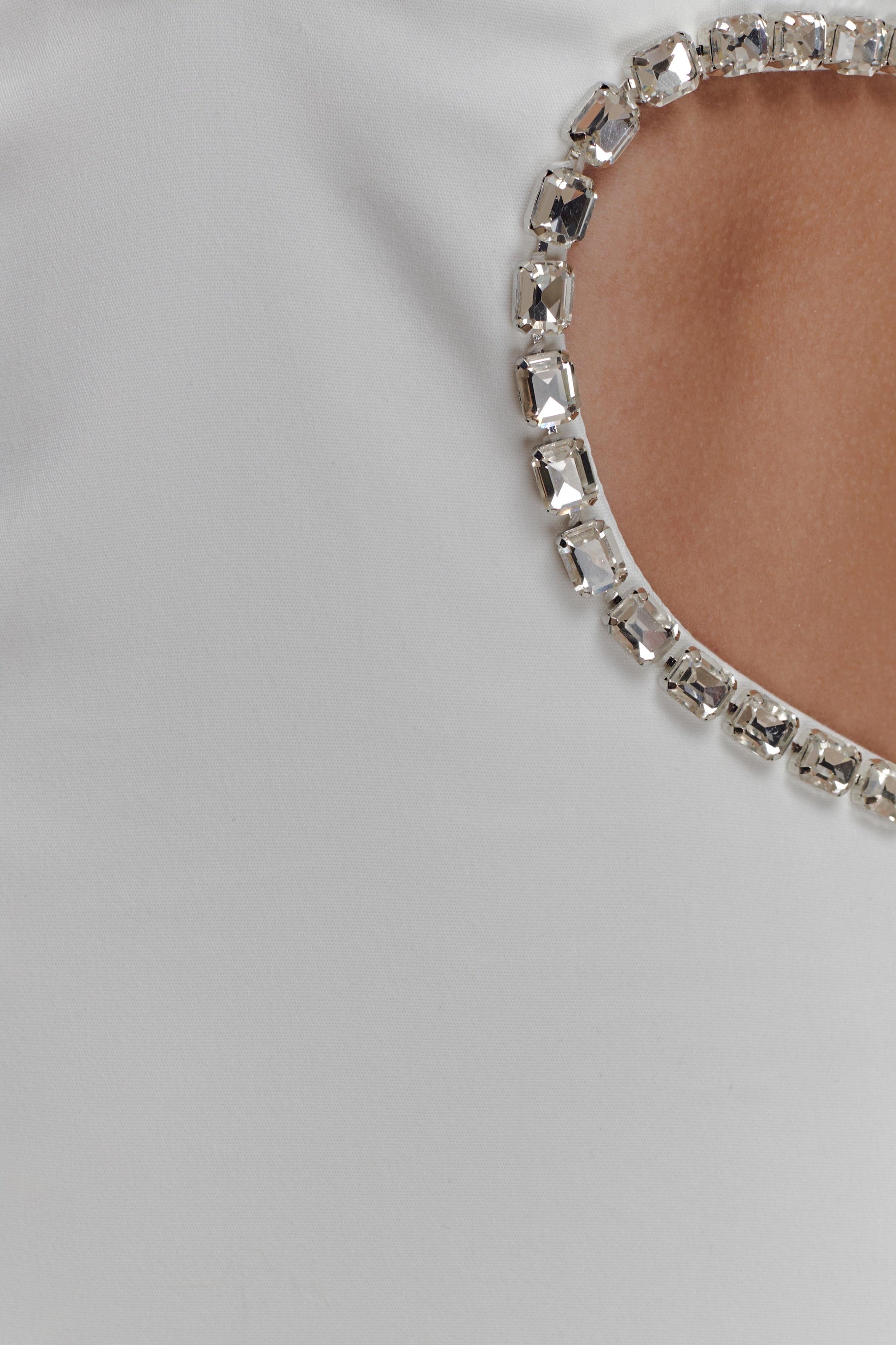 Henny Diamante Trim Cut Out Midi Dress - White #8