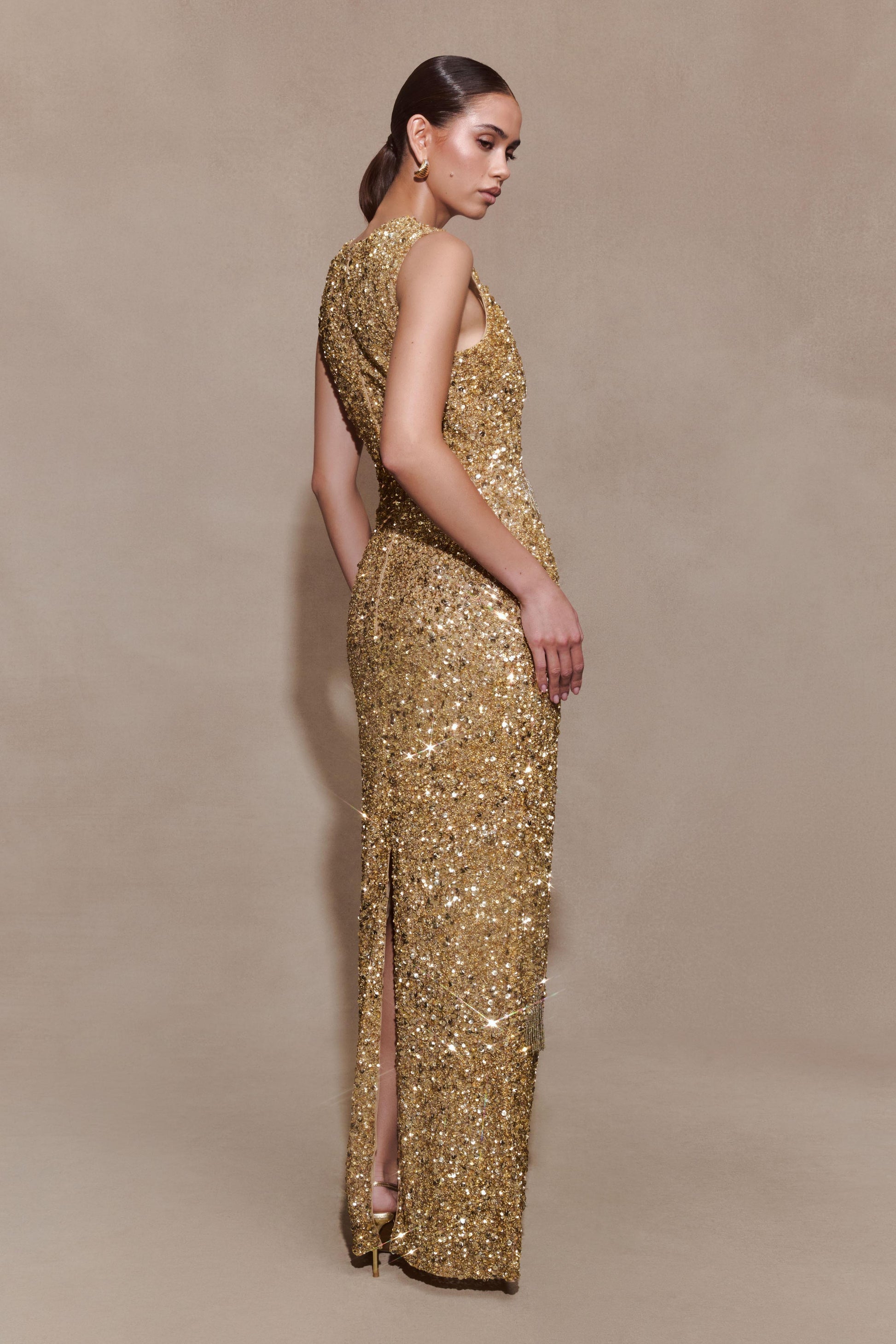 Astor Hand Embellished Maxi Dress - Gold #3