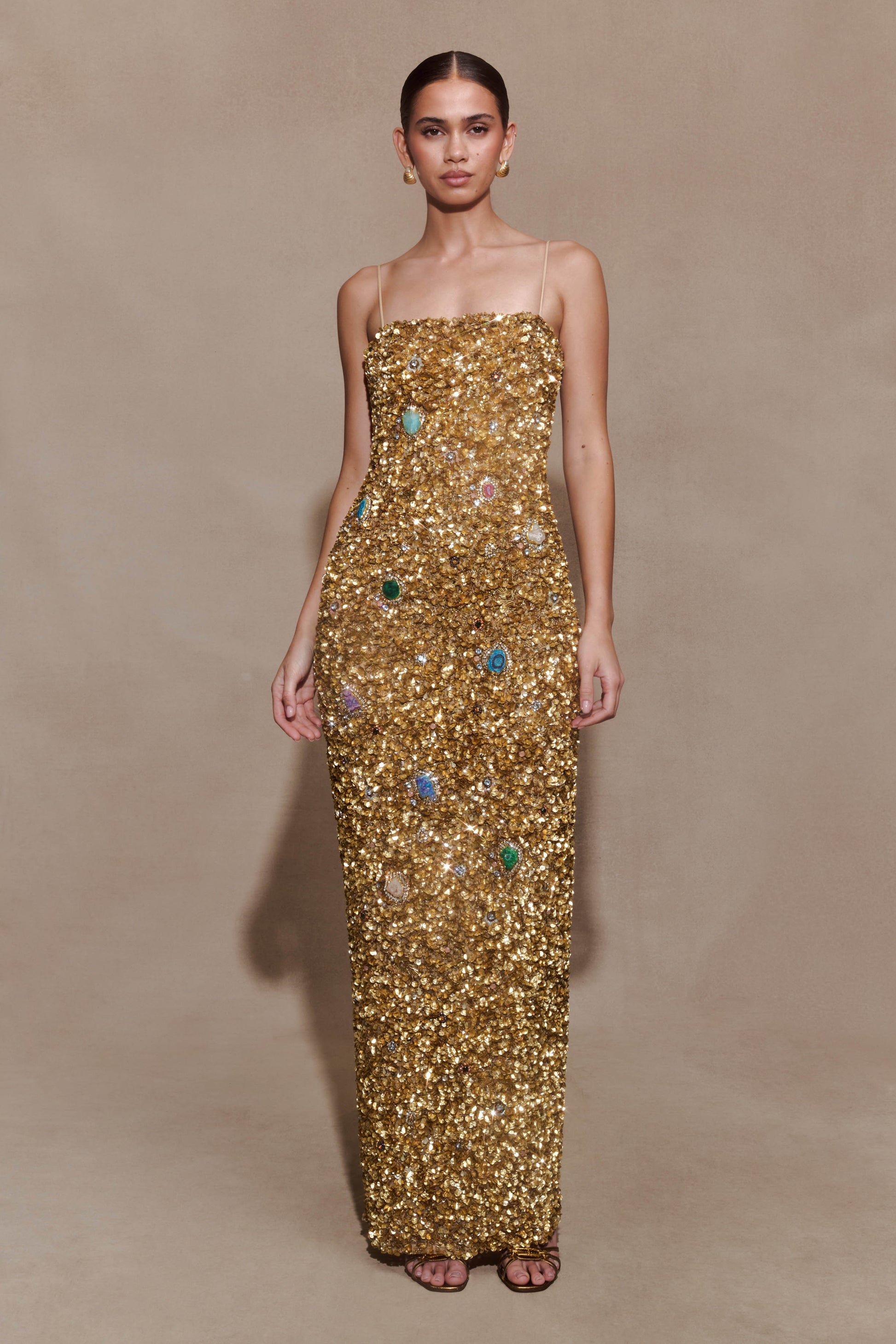 Porter Hand Beaded Midi Dress - Gold #2