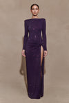 Deanna Long Sleeve Diamante Maxi Dress - Purple