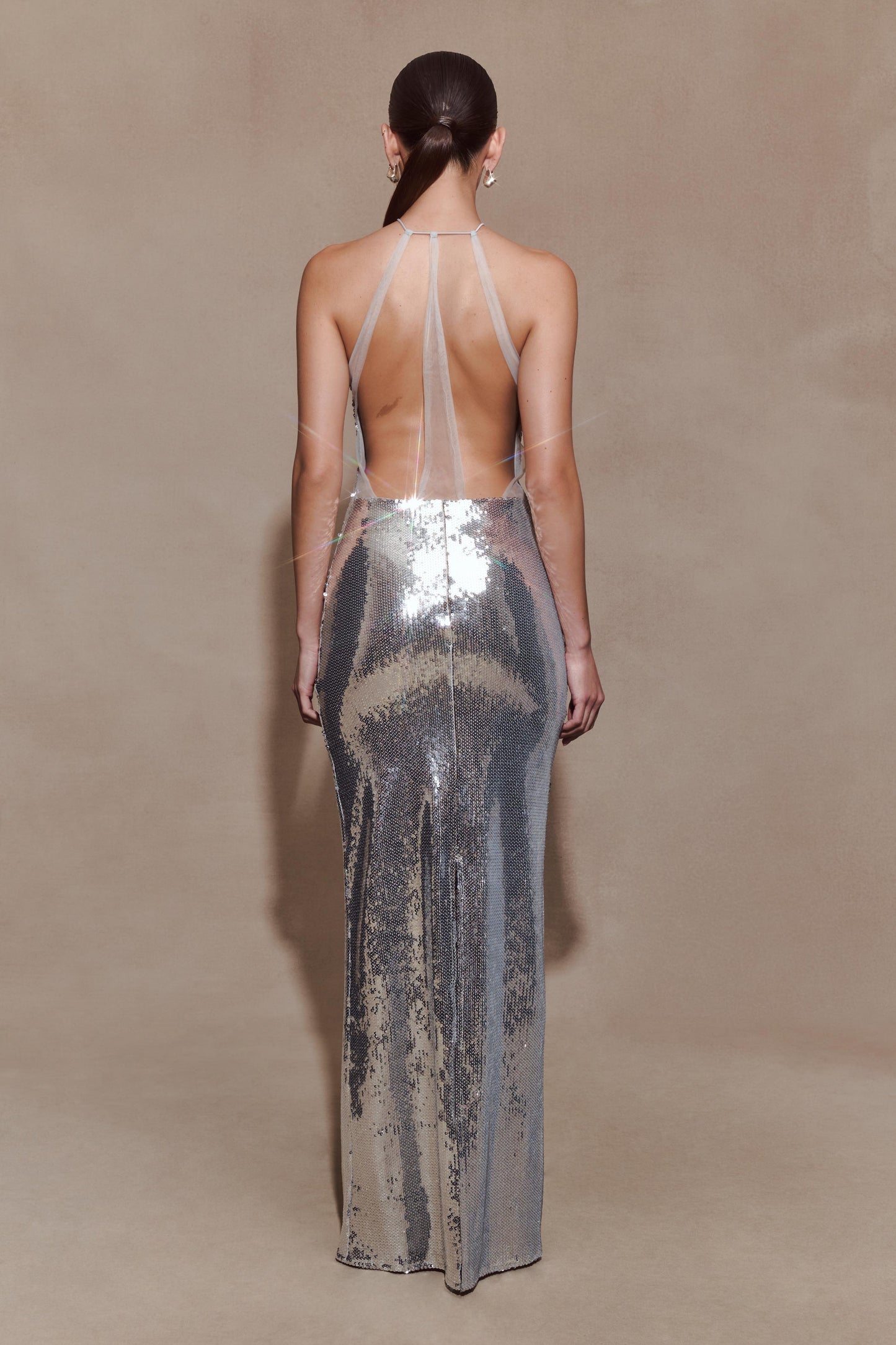 Baldwin Sequin Cut Out Maxi Dress - Silver
