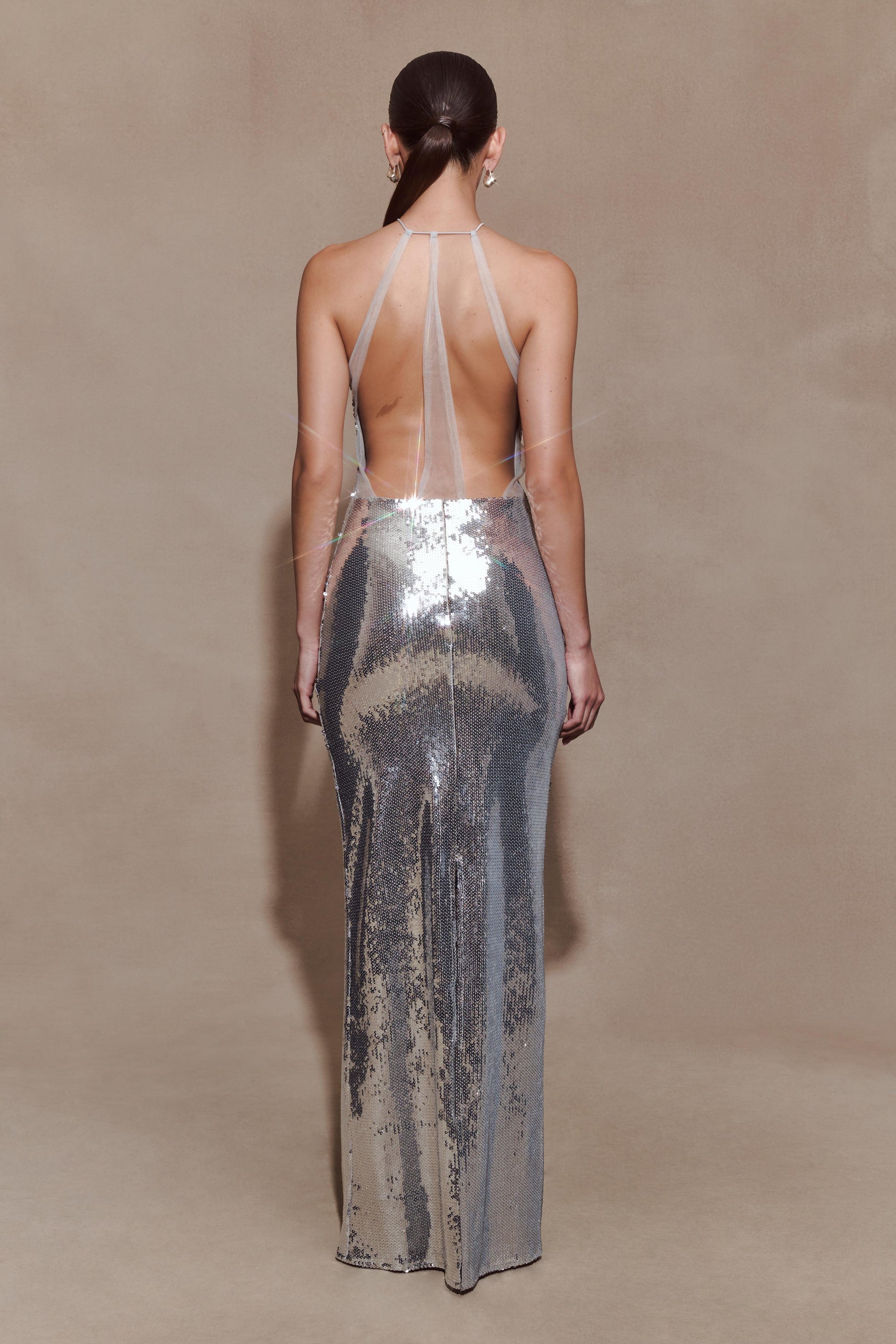 Baldwin Sequin Cut Out Maxi Dress - Silver #2