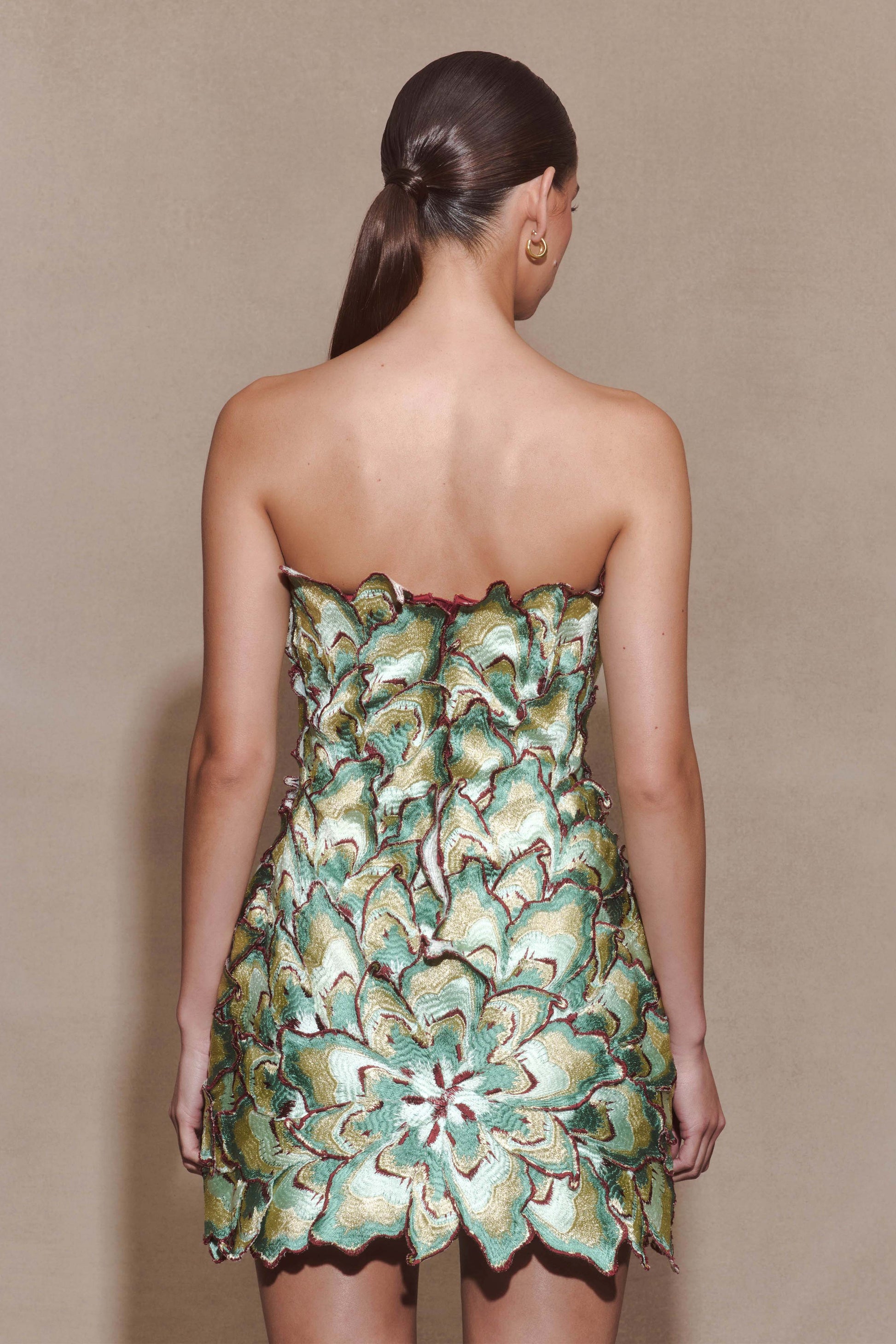 Juniper Hand Embroidered Floral Mini Dress - Gold/Teal #4