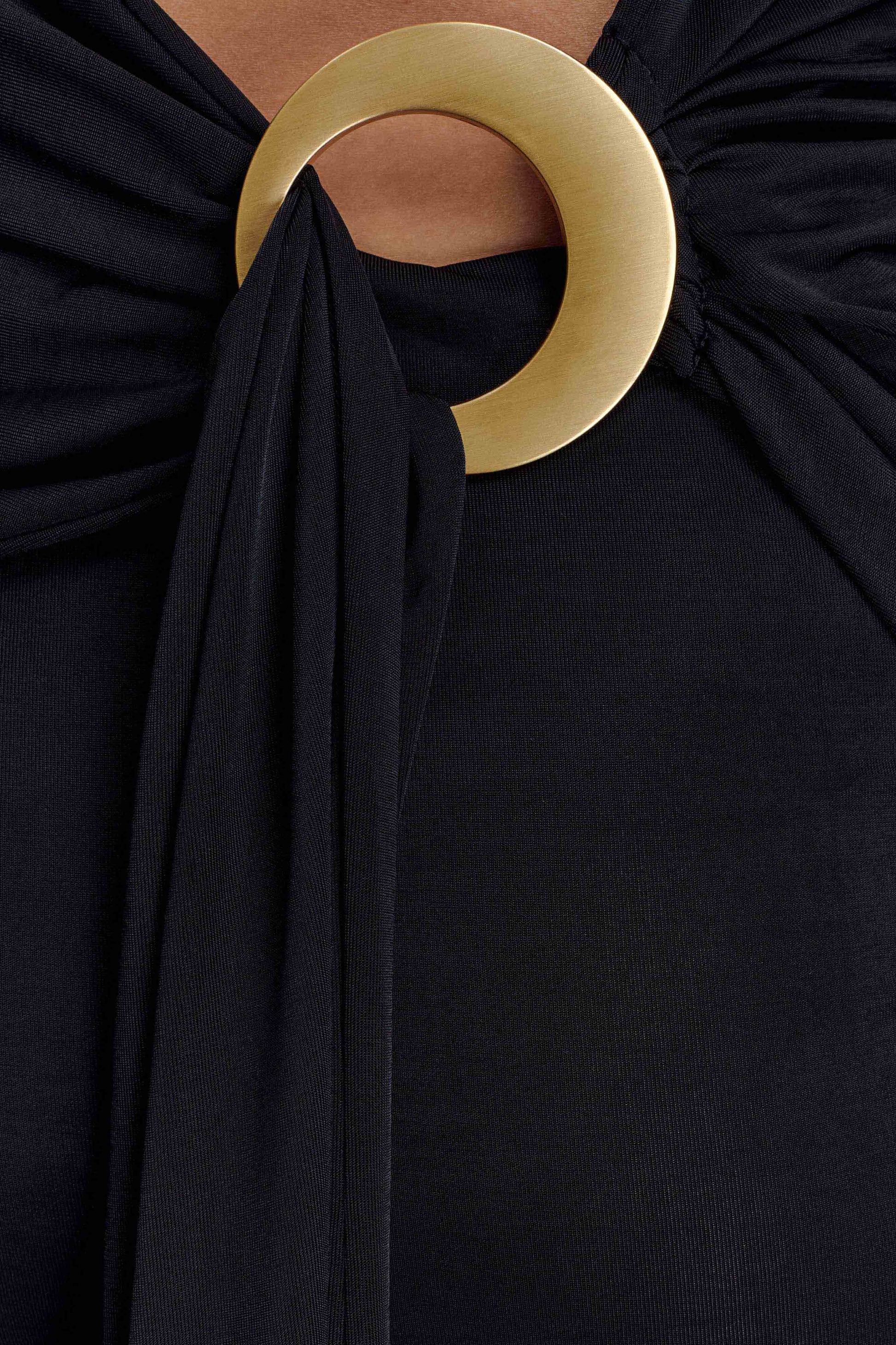 Claudette Slinky Mini Dress With Hardware - Black #6