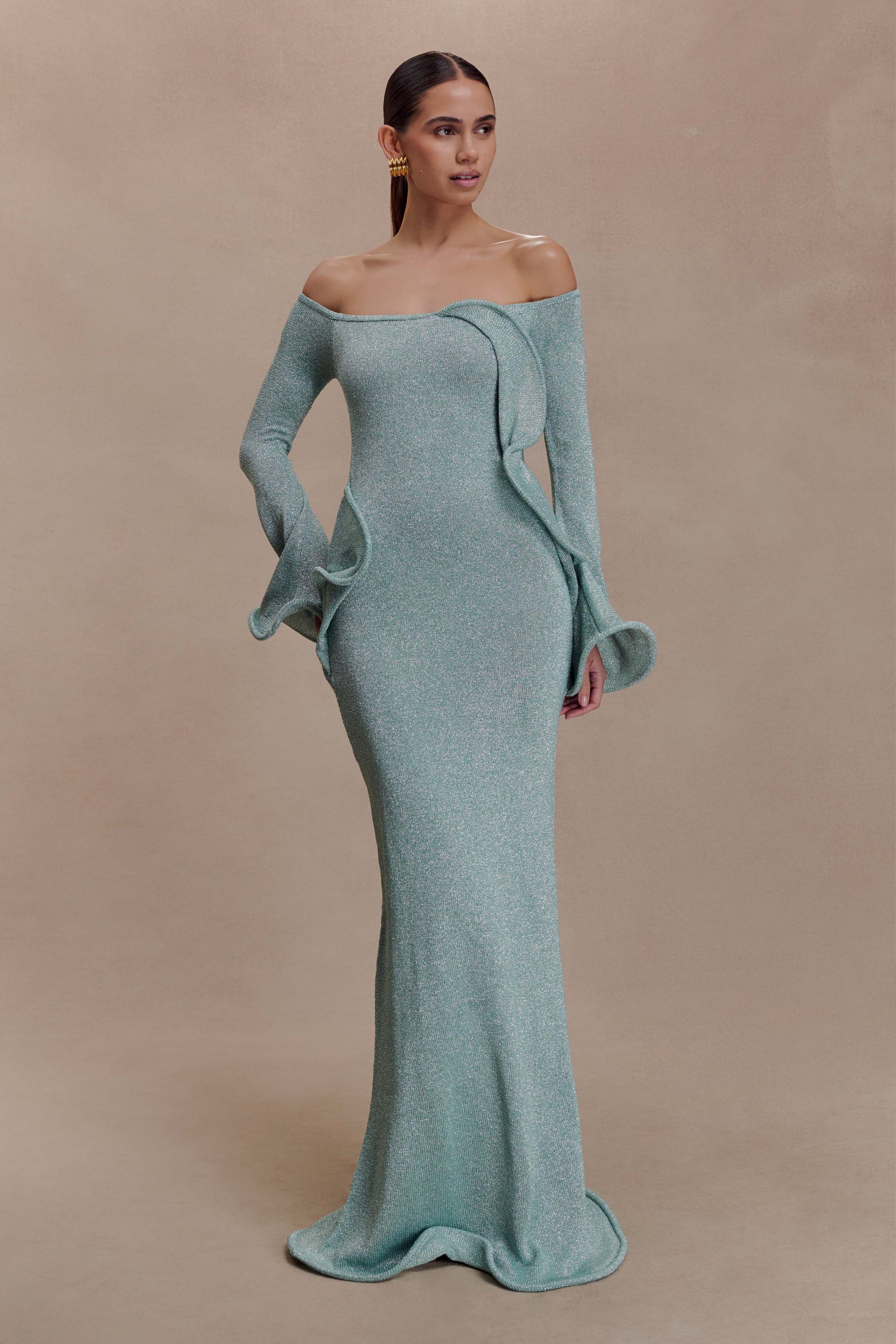 Sandrine Lurex Knit Maxi Dress - Aqua #8