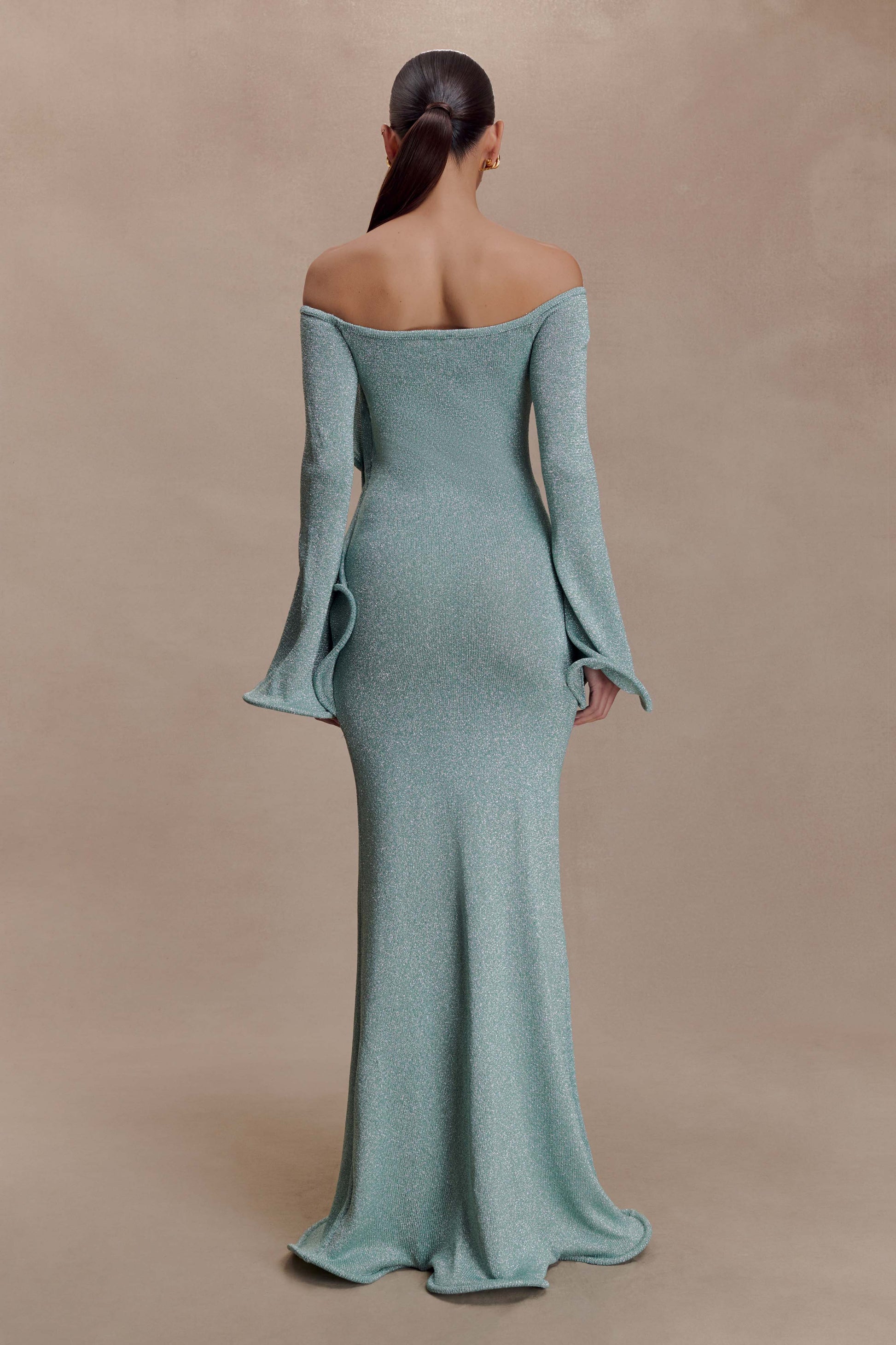 Sandrine Lurex Knit Maxi Dress - Aqua #6