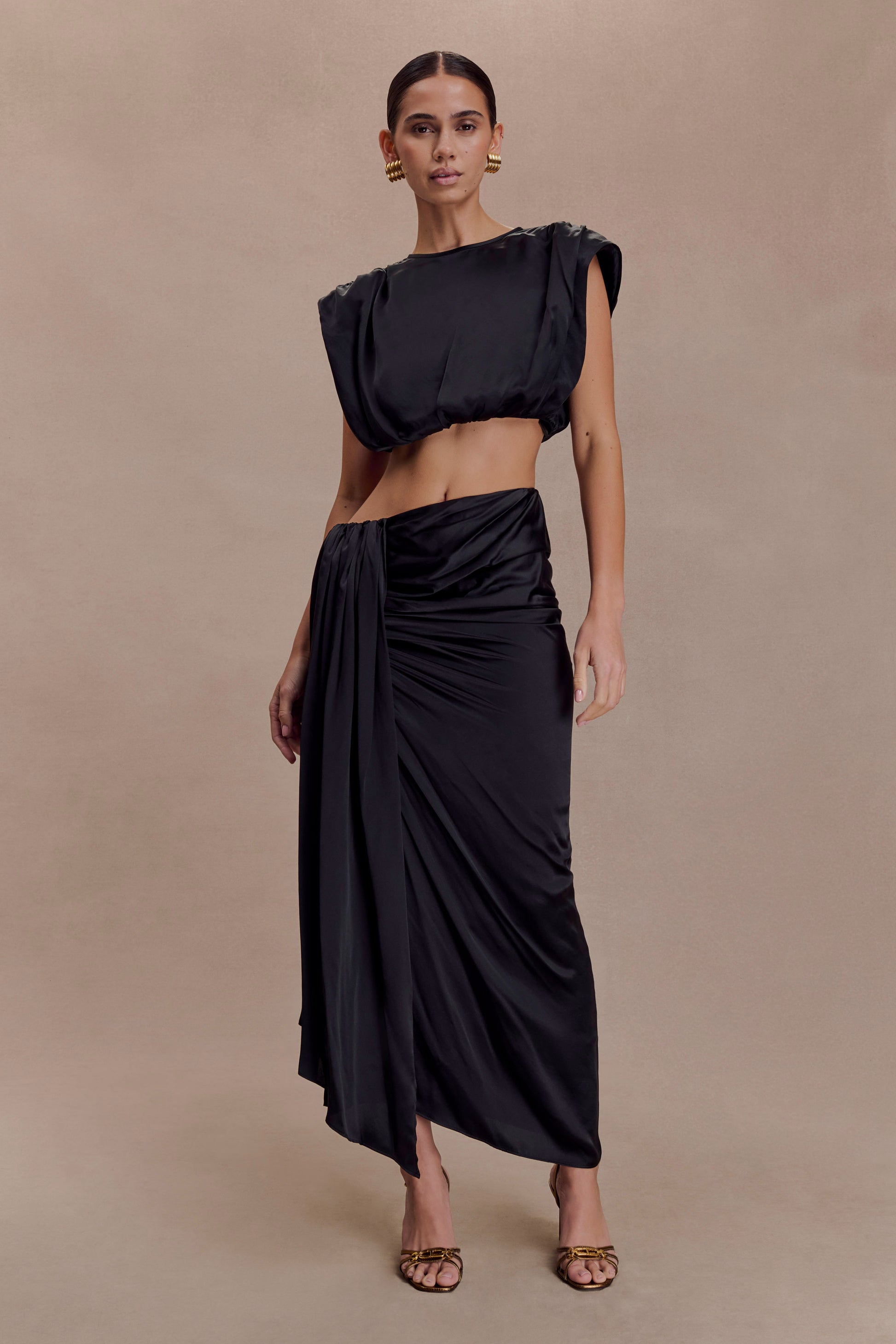 Zendaya Silk Midi Skirt - Black #5