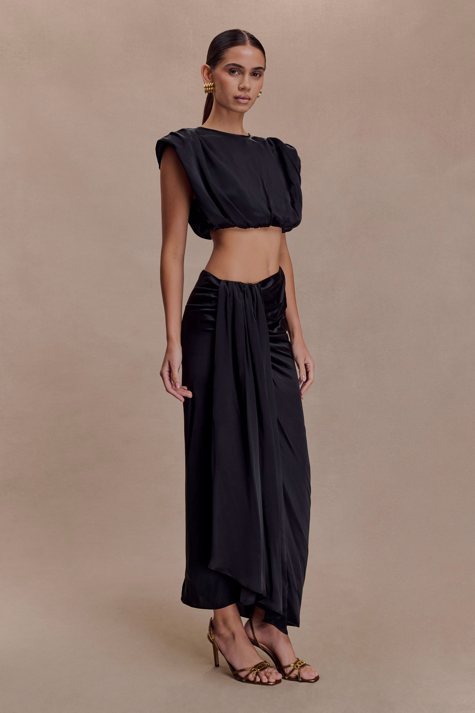 Zendaya Silk Crop Top - Black #5
