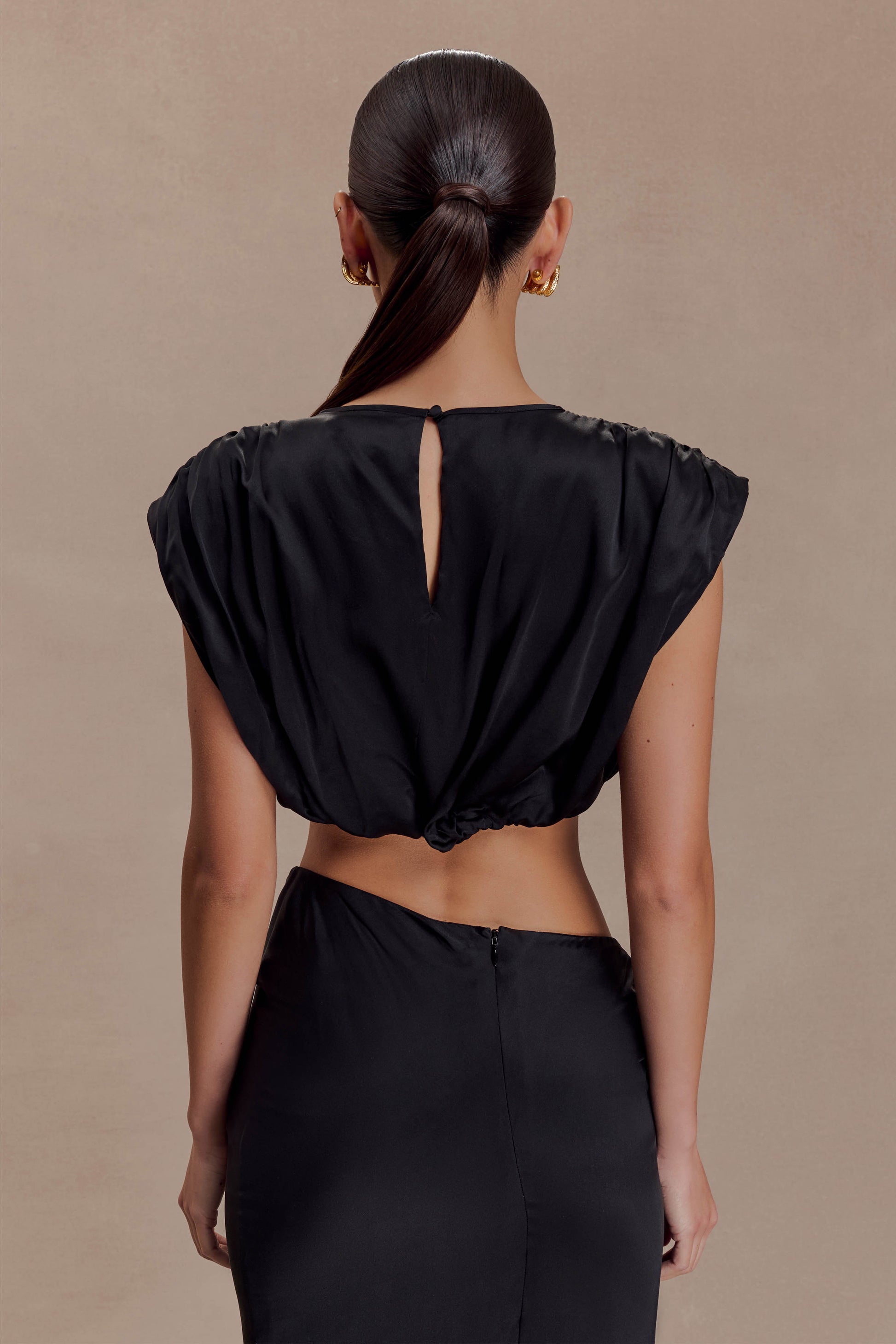 Zendaya Silk Crop Top - Black #4