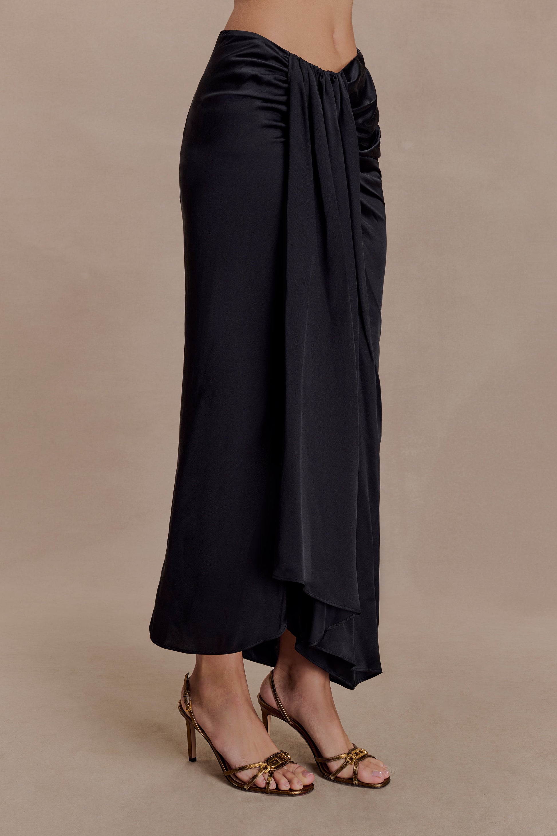 Zendaya Silk Midi Skirt - Black #8
