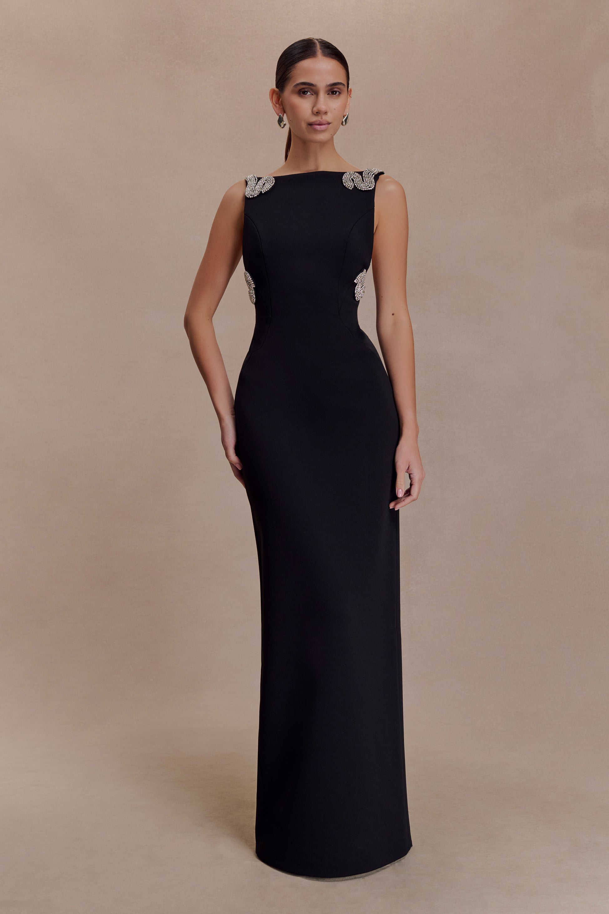 Lorde Embellished Crepe Maxi Dress - Black #8