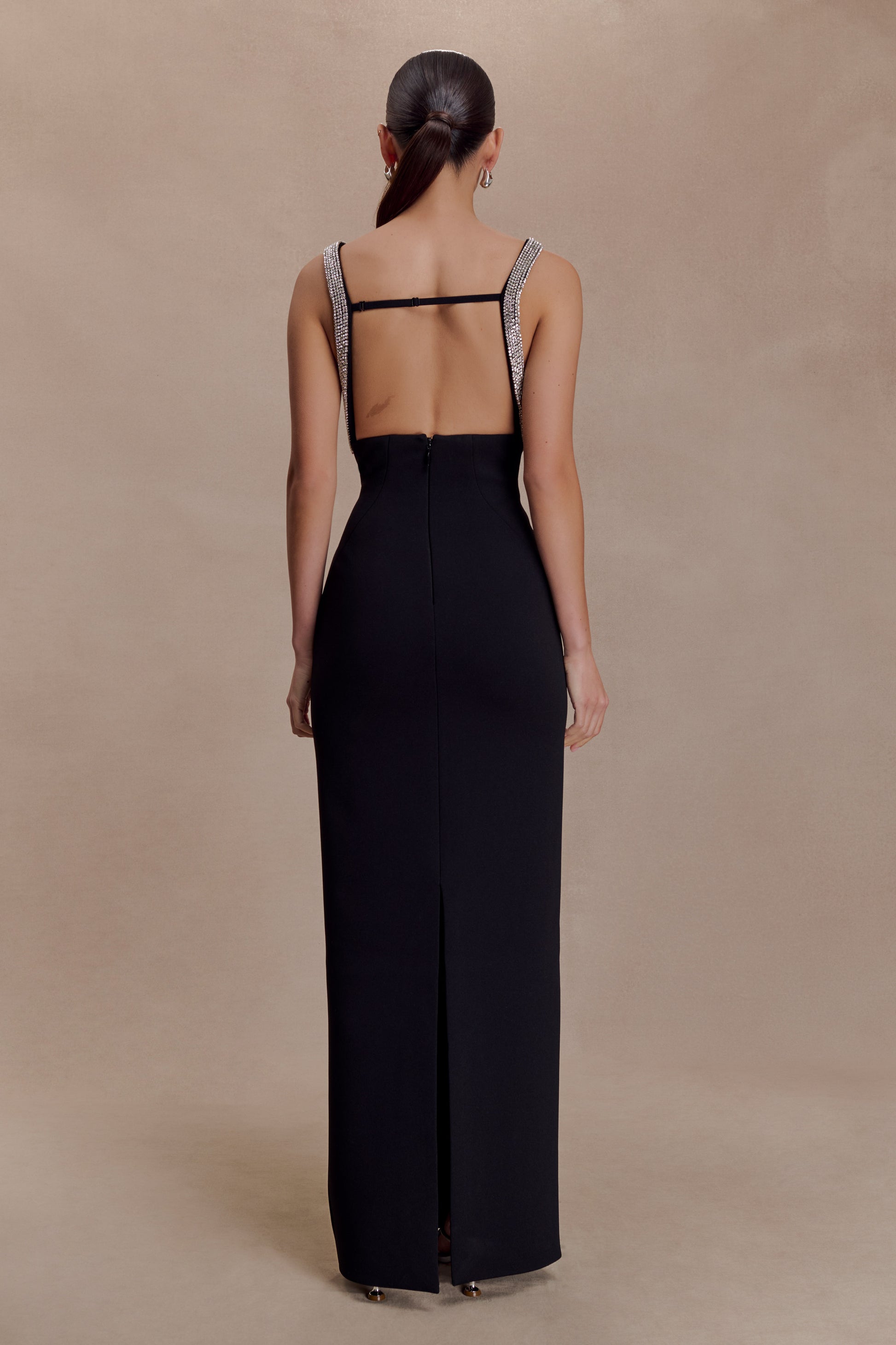 Lorde Embellished Crepe Maxi Dress - Black #5