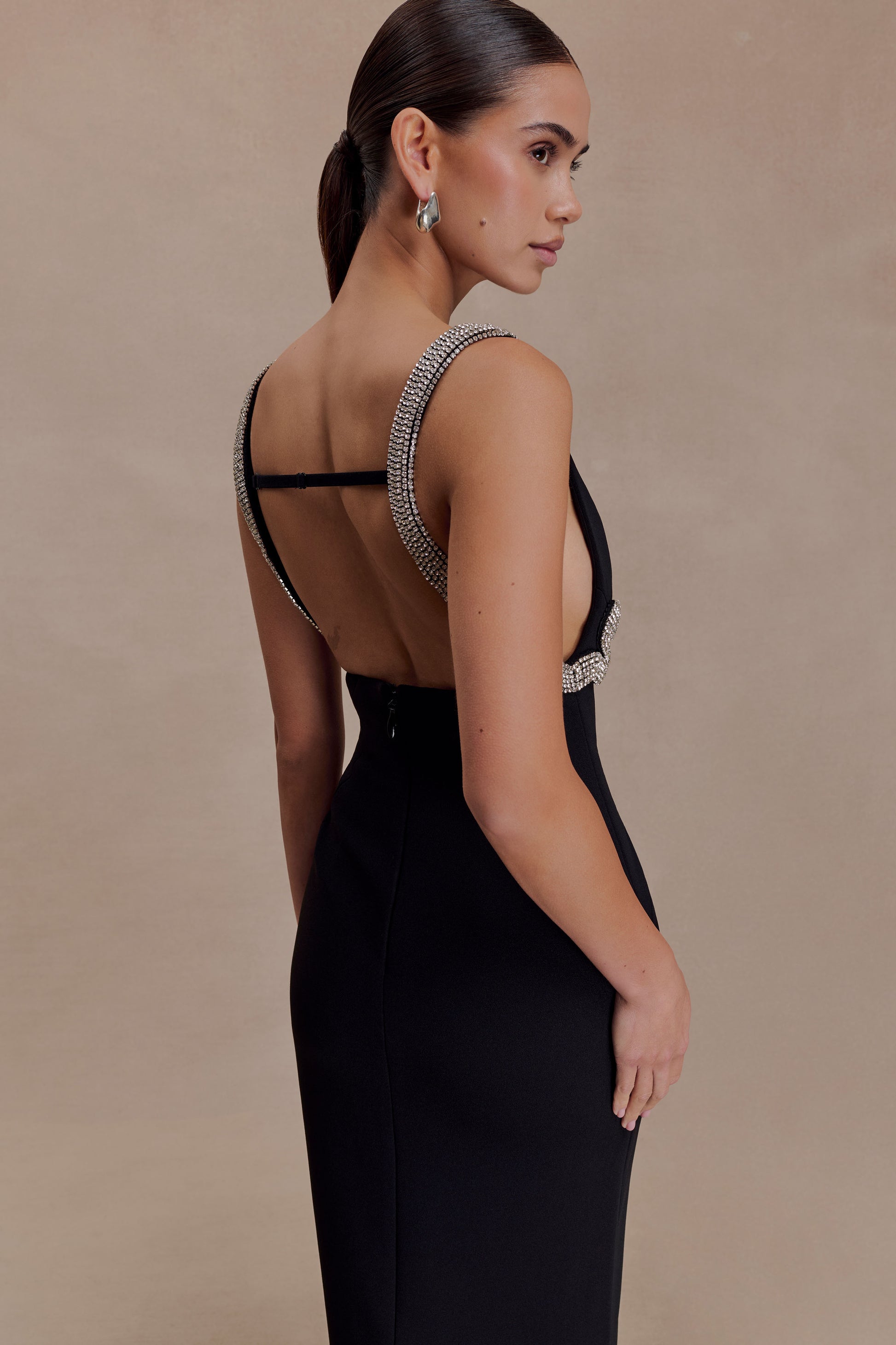 Lorde Embellished Crepe Maxi Dress - Black #6