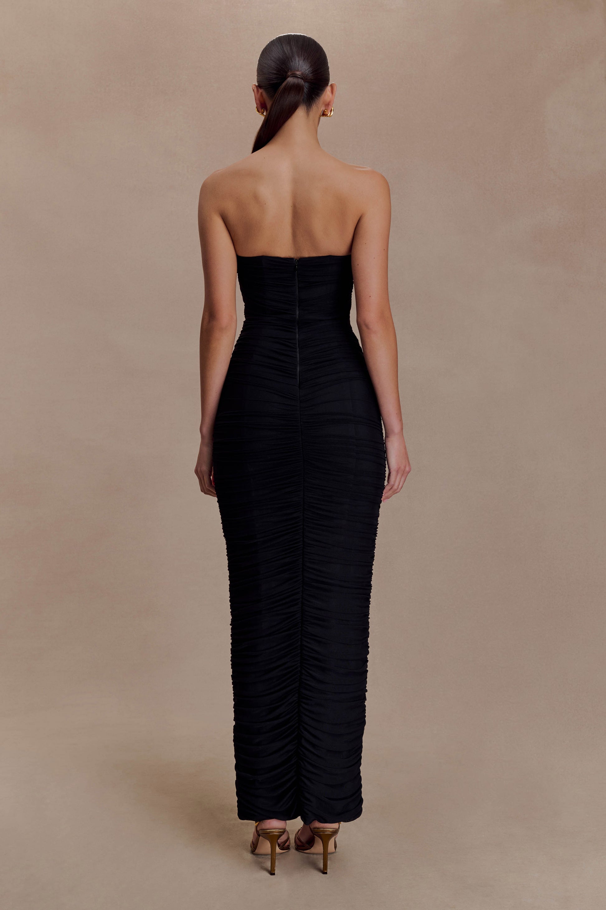 Jianna Strapless Mesh Maxi Dress - Black #2