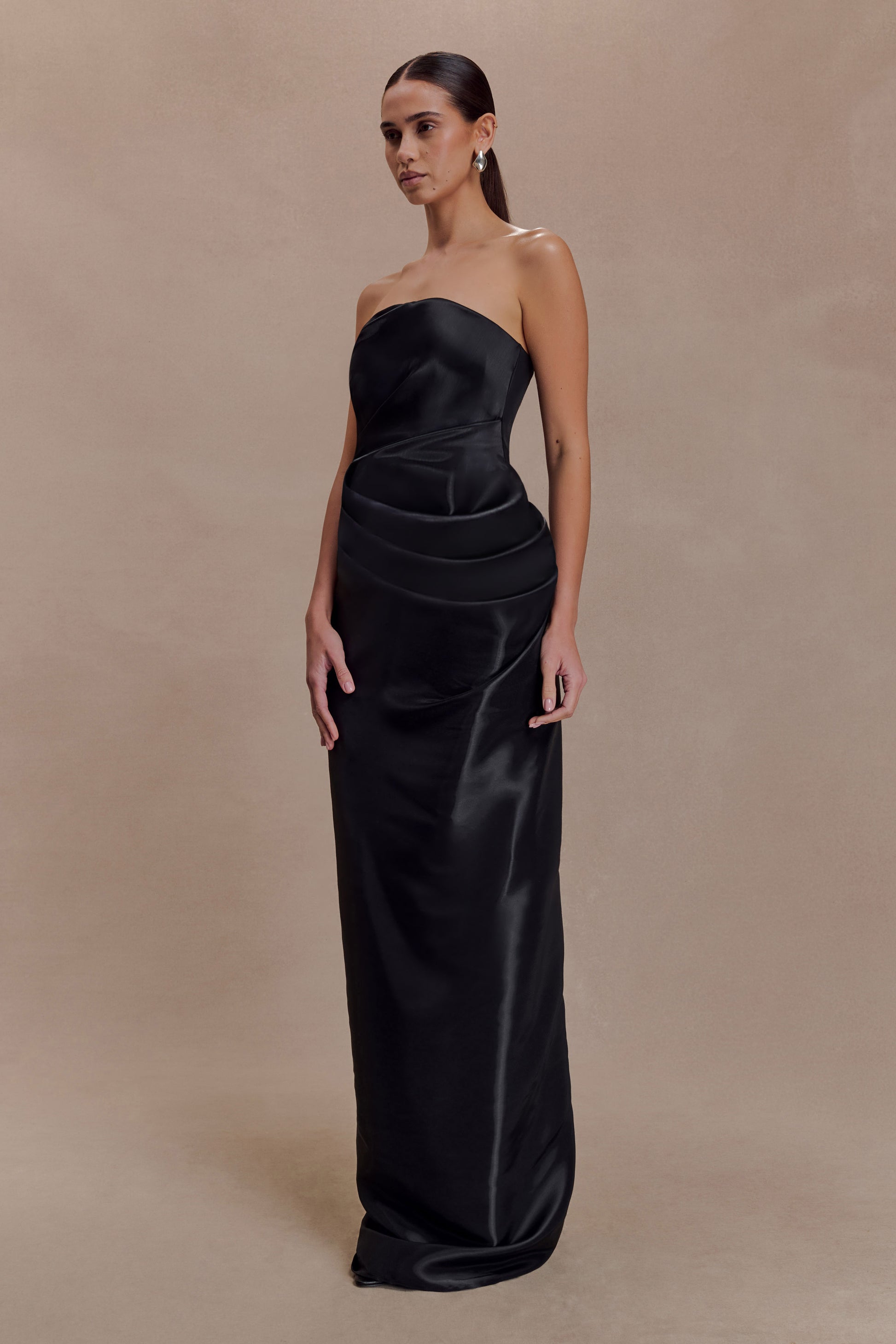 Calliope Strapless Organza Maxi Dress - Black #4