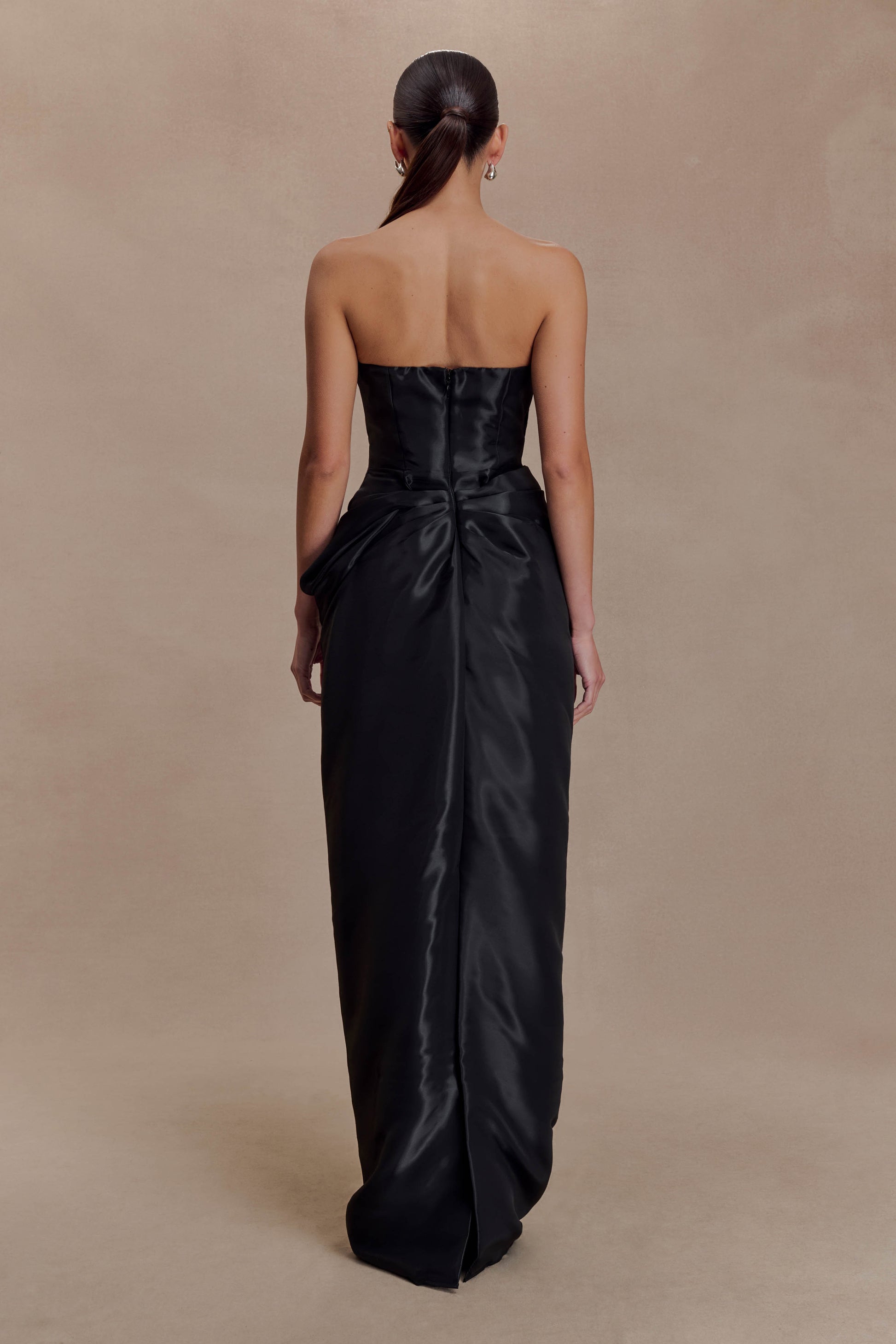 Calliope Strapless Organza Maxi Dress - Black #5