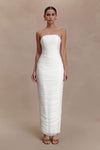 Jianna Strapless Mesh Maxi Dress - Ivory