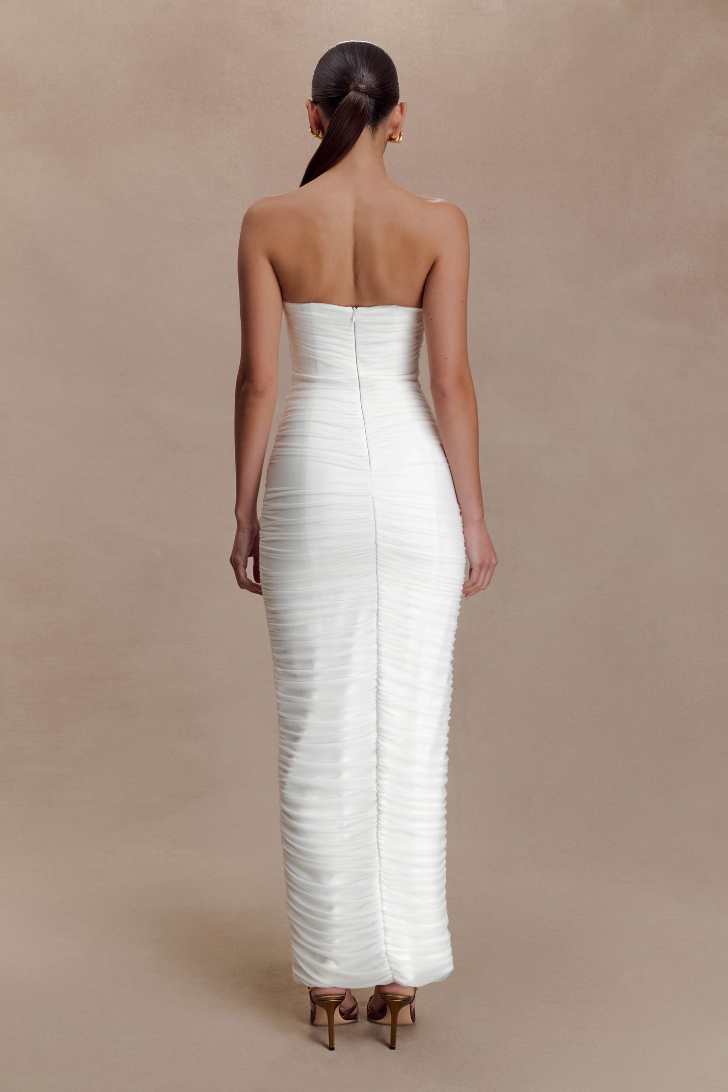 Jianna Strapless Mesh Maxi Dress - Ivory