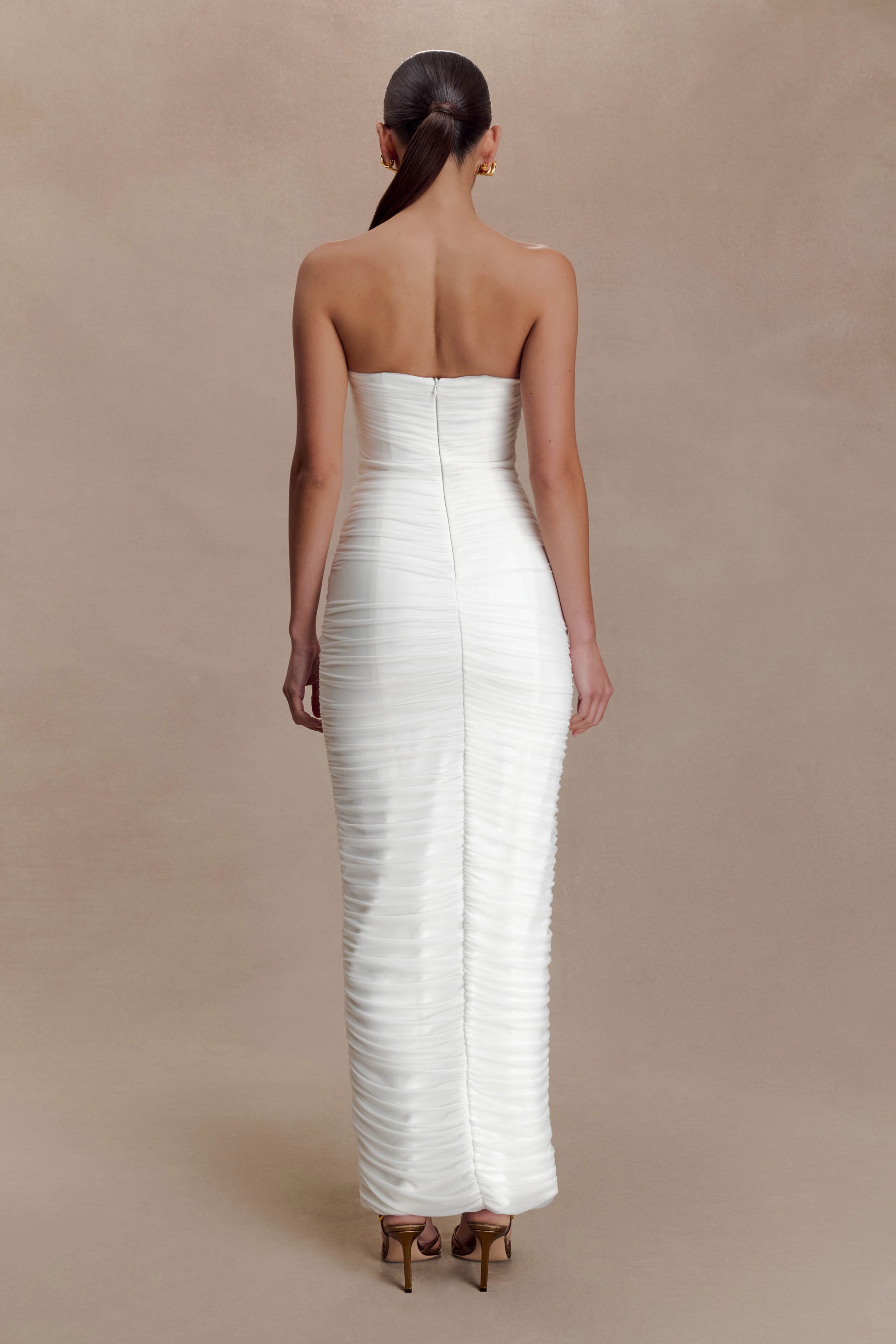 Jianna Strapless Mesh Maxi Dress - Ivory #2