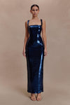 Adoria Sequin Cut Out Maxi Dress - Navy