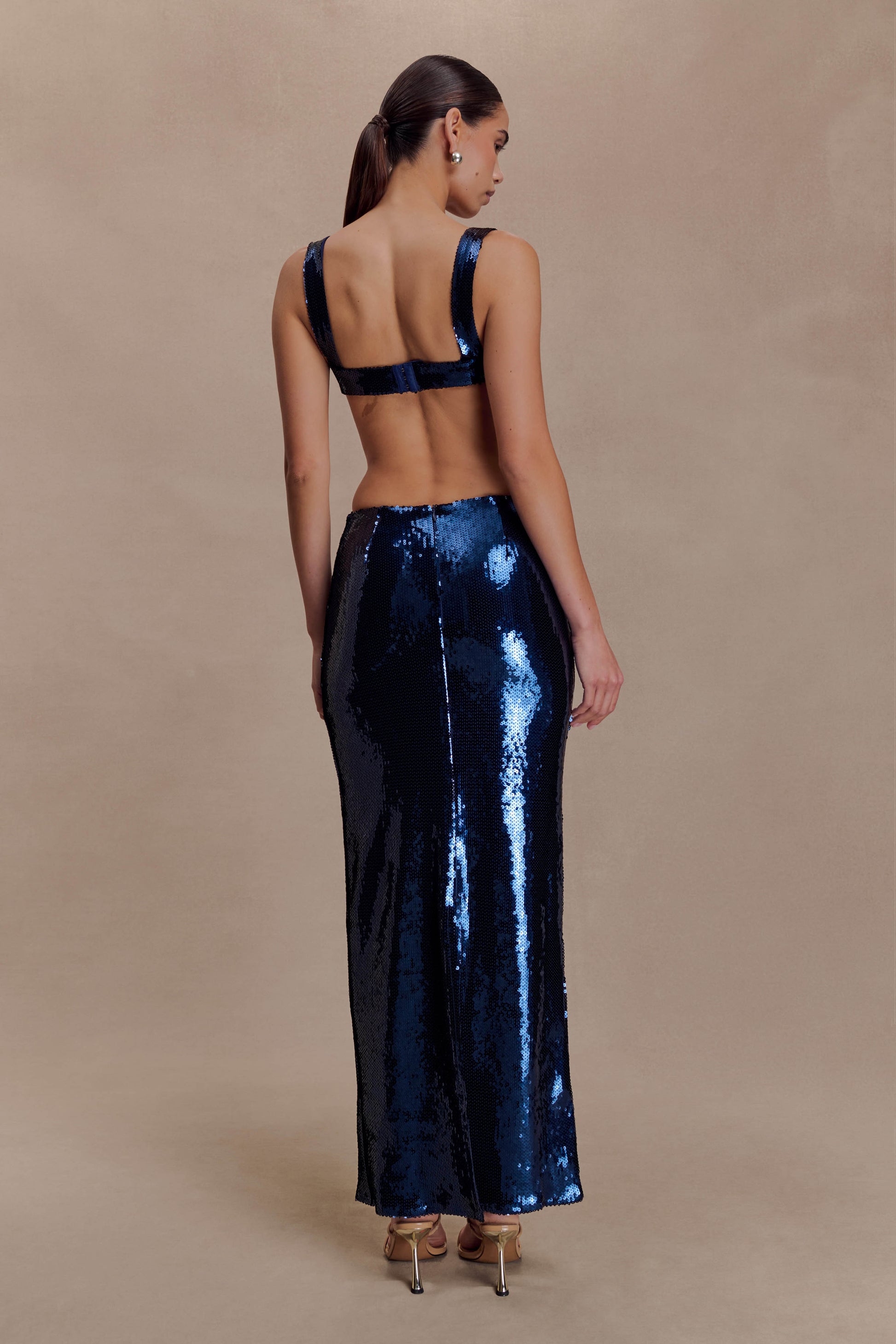 Adoria Sequin Cut Out Maxi Dress - Navy #5