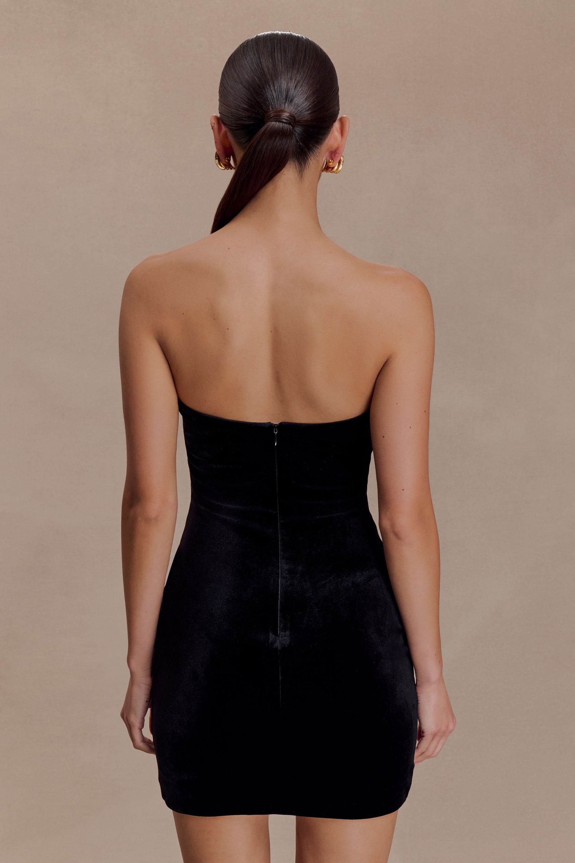 Paulina Velvet Strapless Mini Dress - Black #4