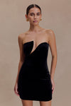 Paulina Velvet Strapless Mini Dress - Black